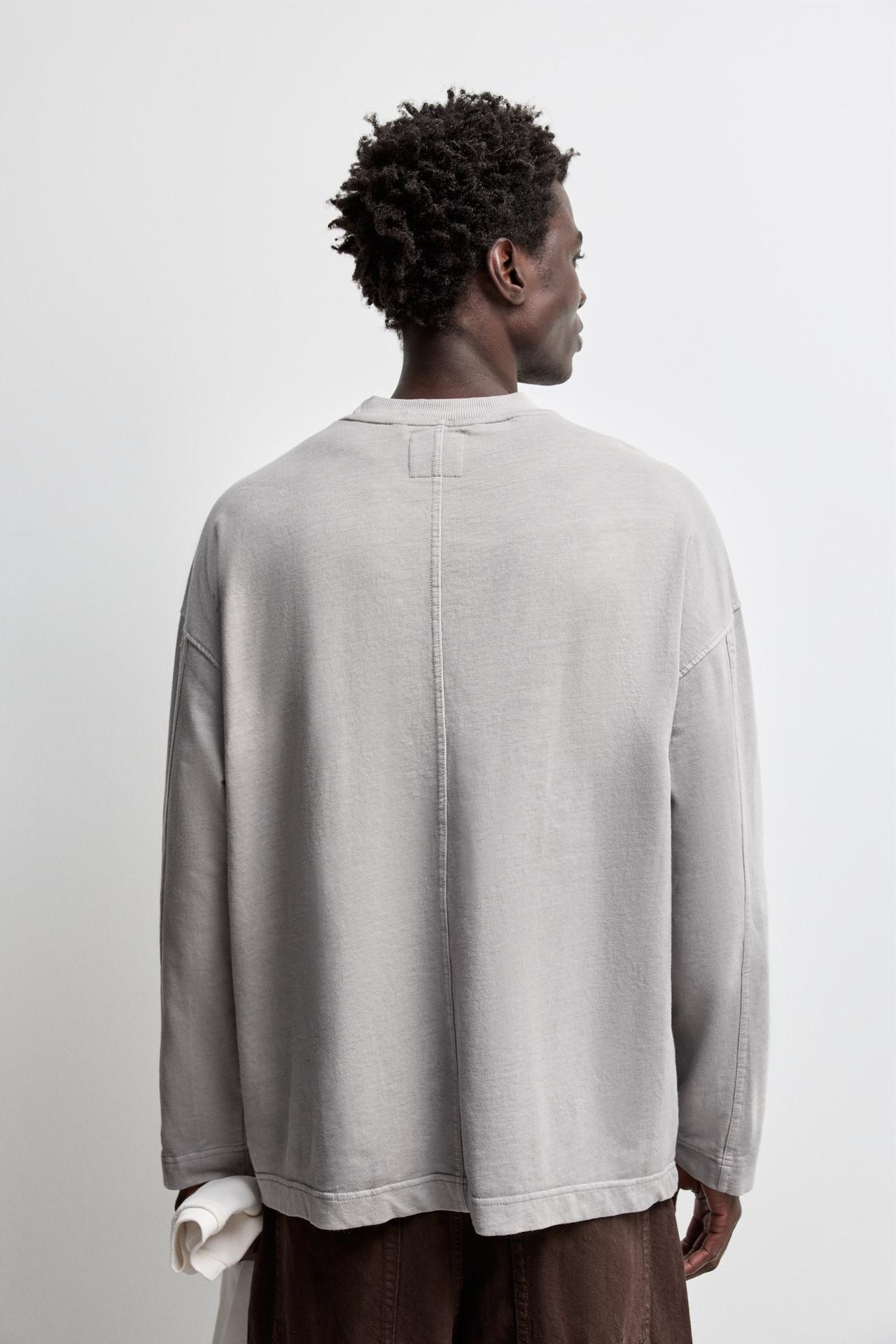 Washed-effect sweatshirt — MEDIUM GREY