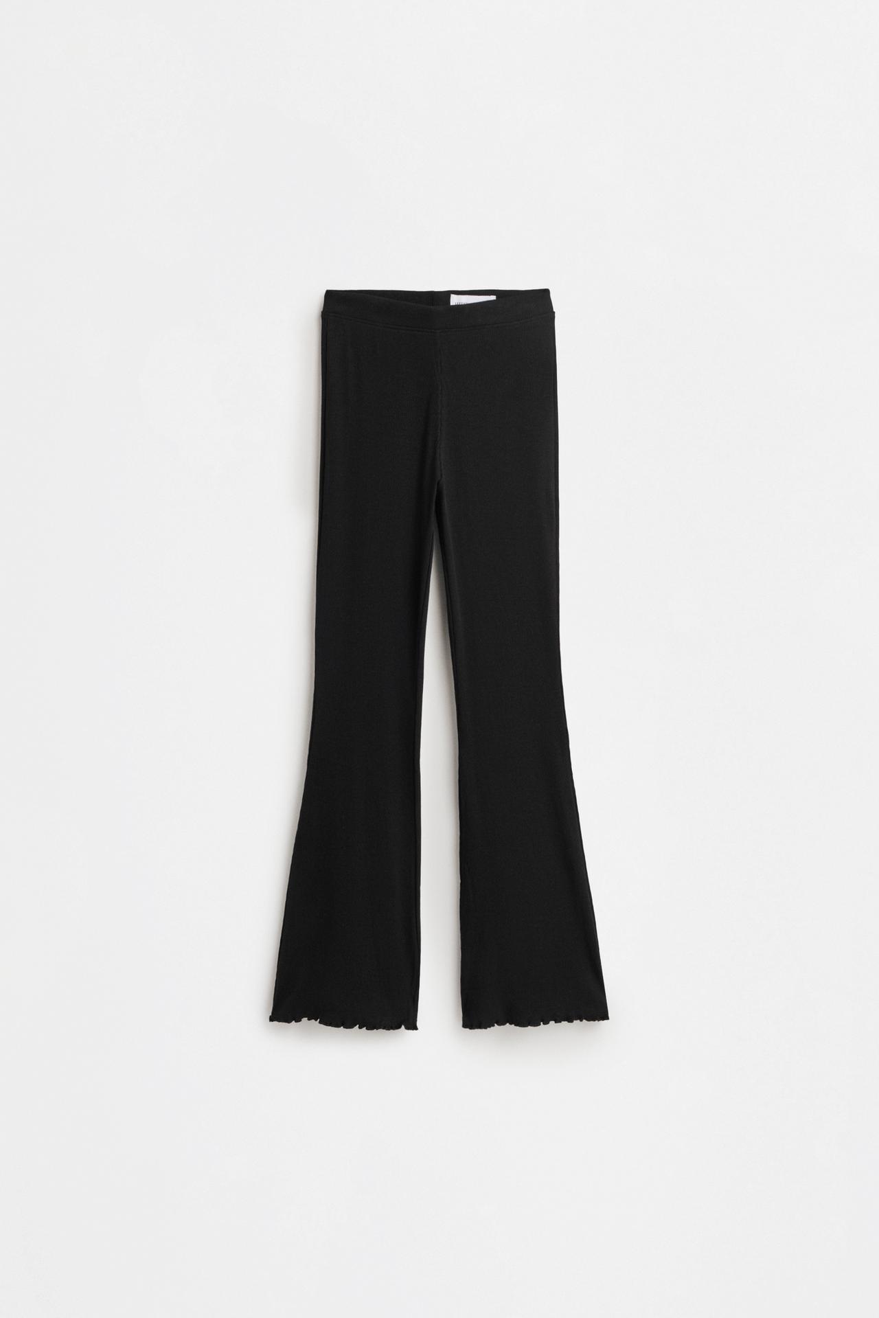 Ribbed bell-bottom leggings — BLACK