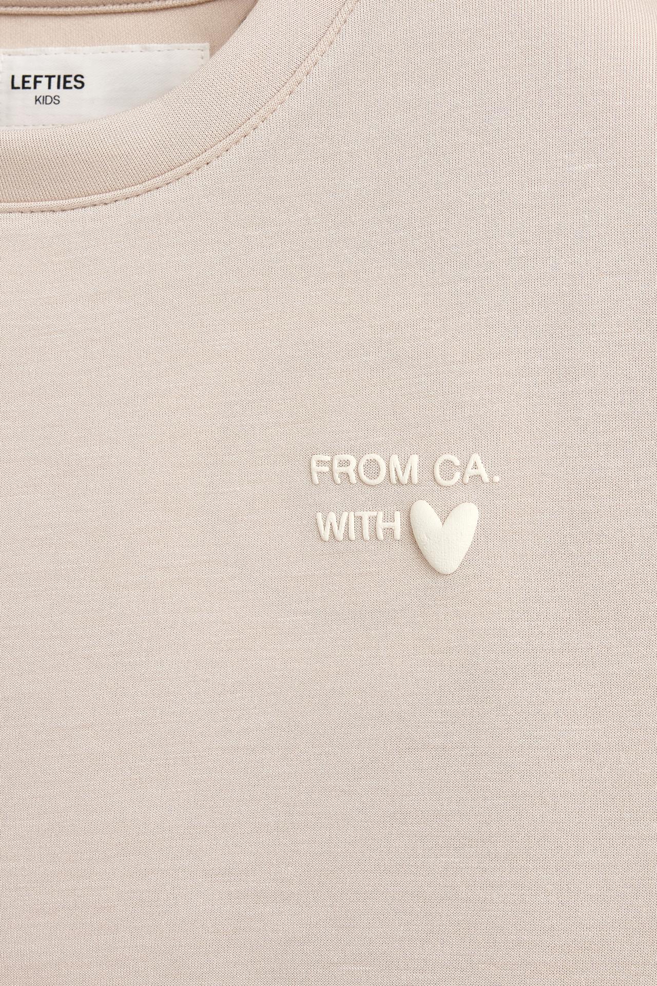 Cropped fluid plush T-shirt — BEIGE