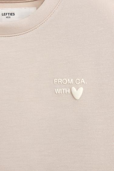 Cropped fluid plush T-shirt — BEIGE 3