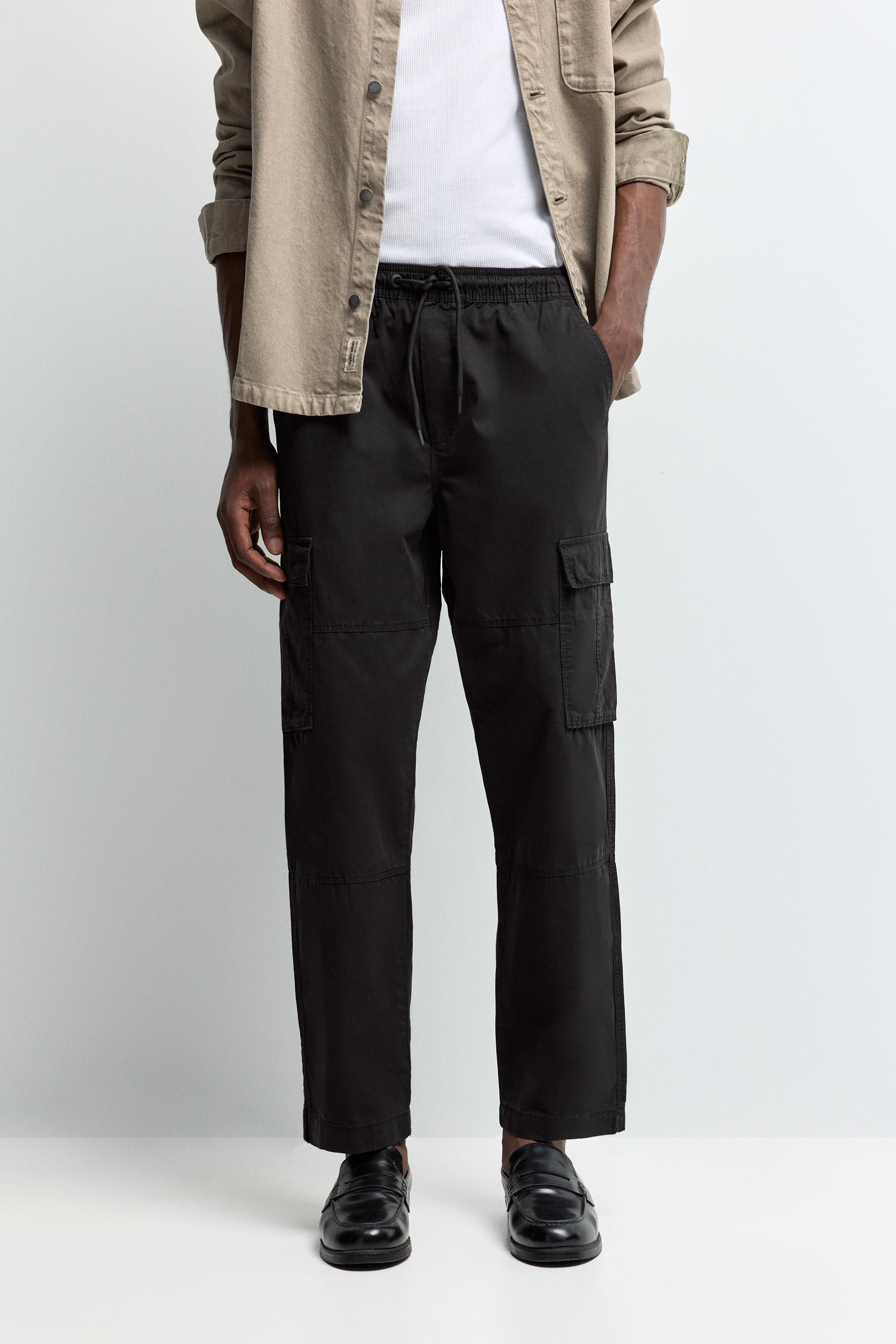 Relaxed fit cargo joggers — BLACK