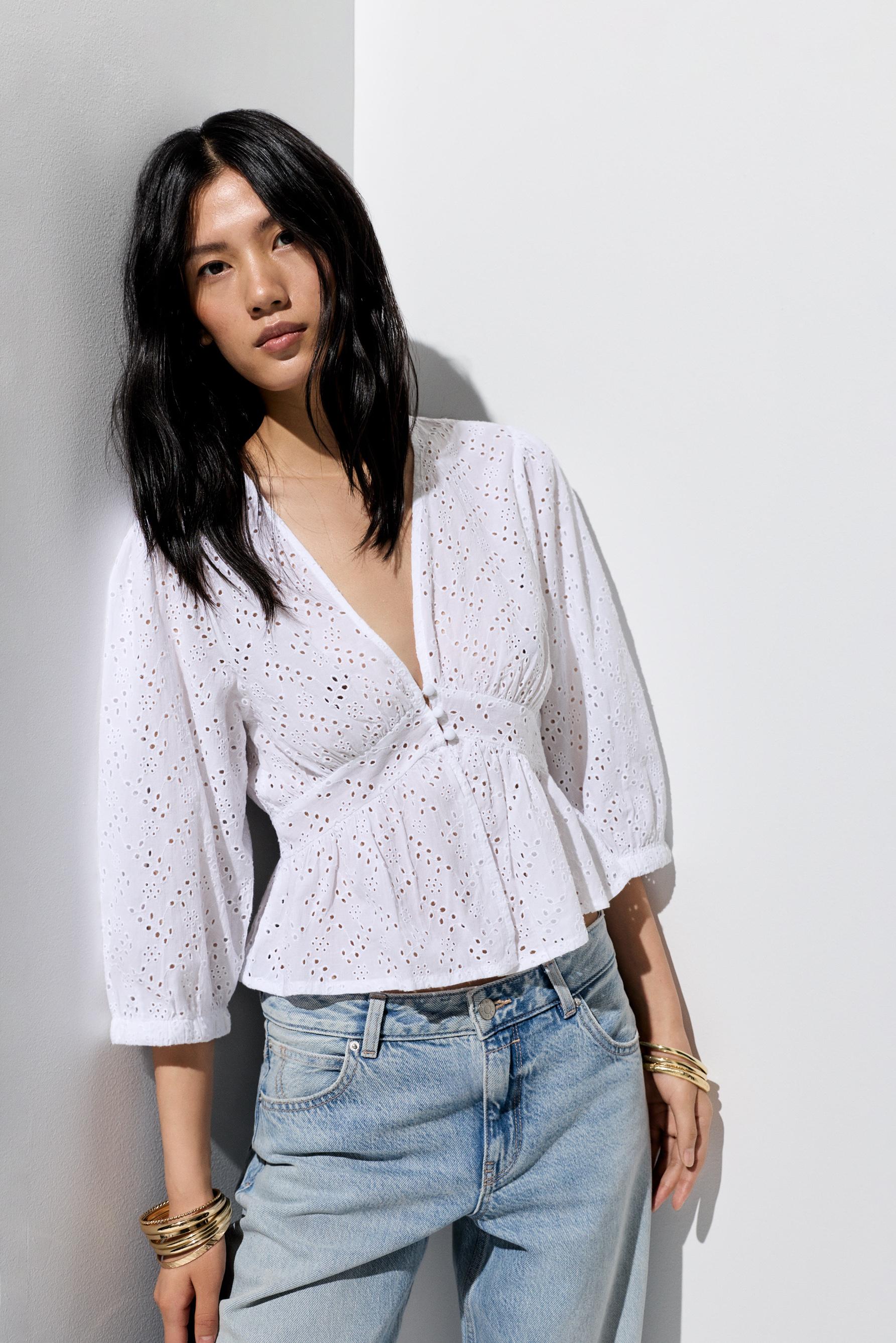 Swiss embroidery shirt — WHITE