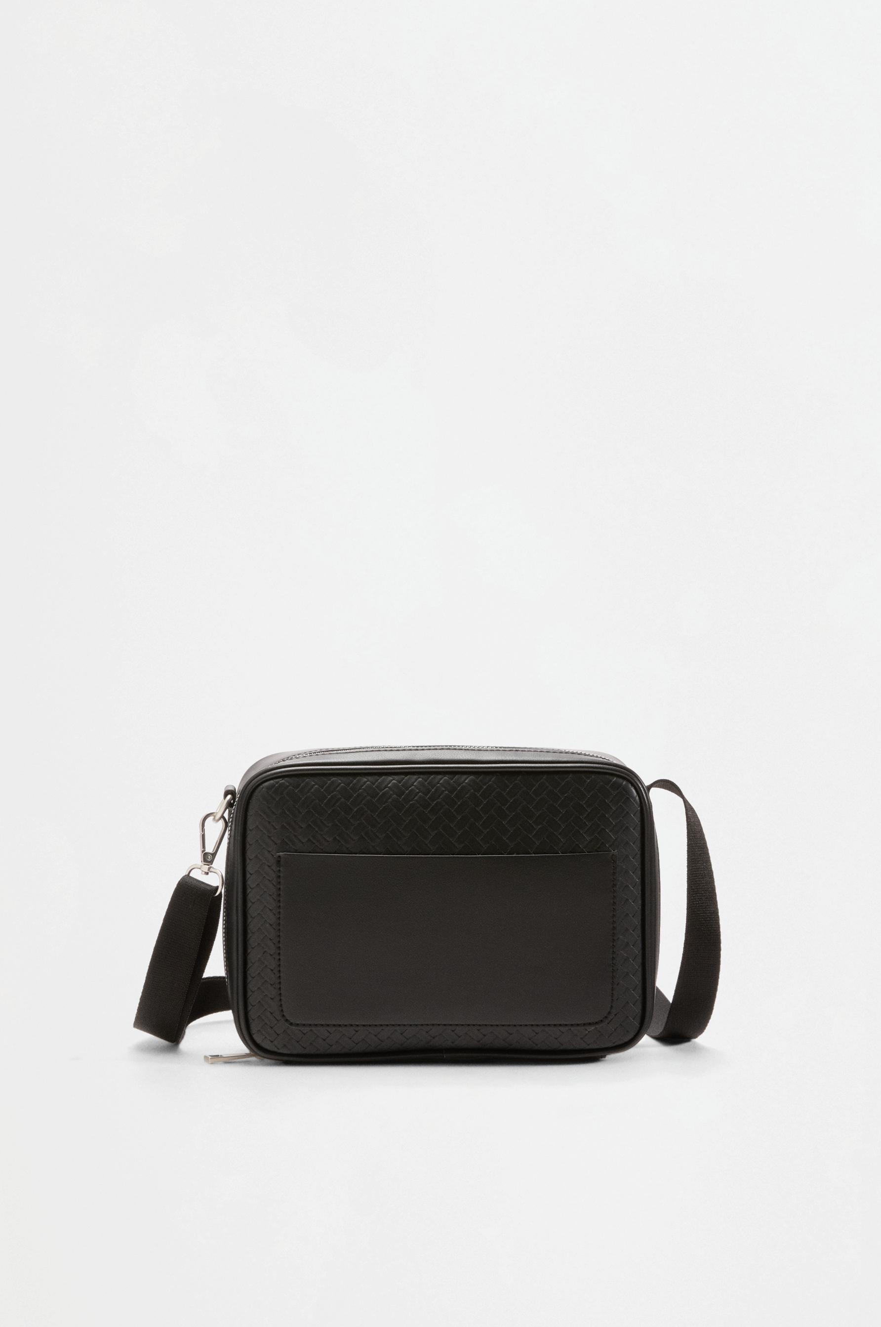Braided effect crossbody bag — BLACK