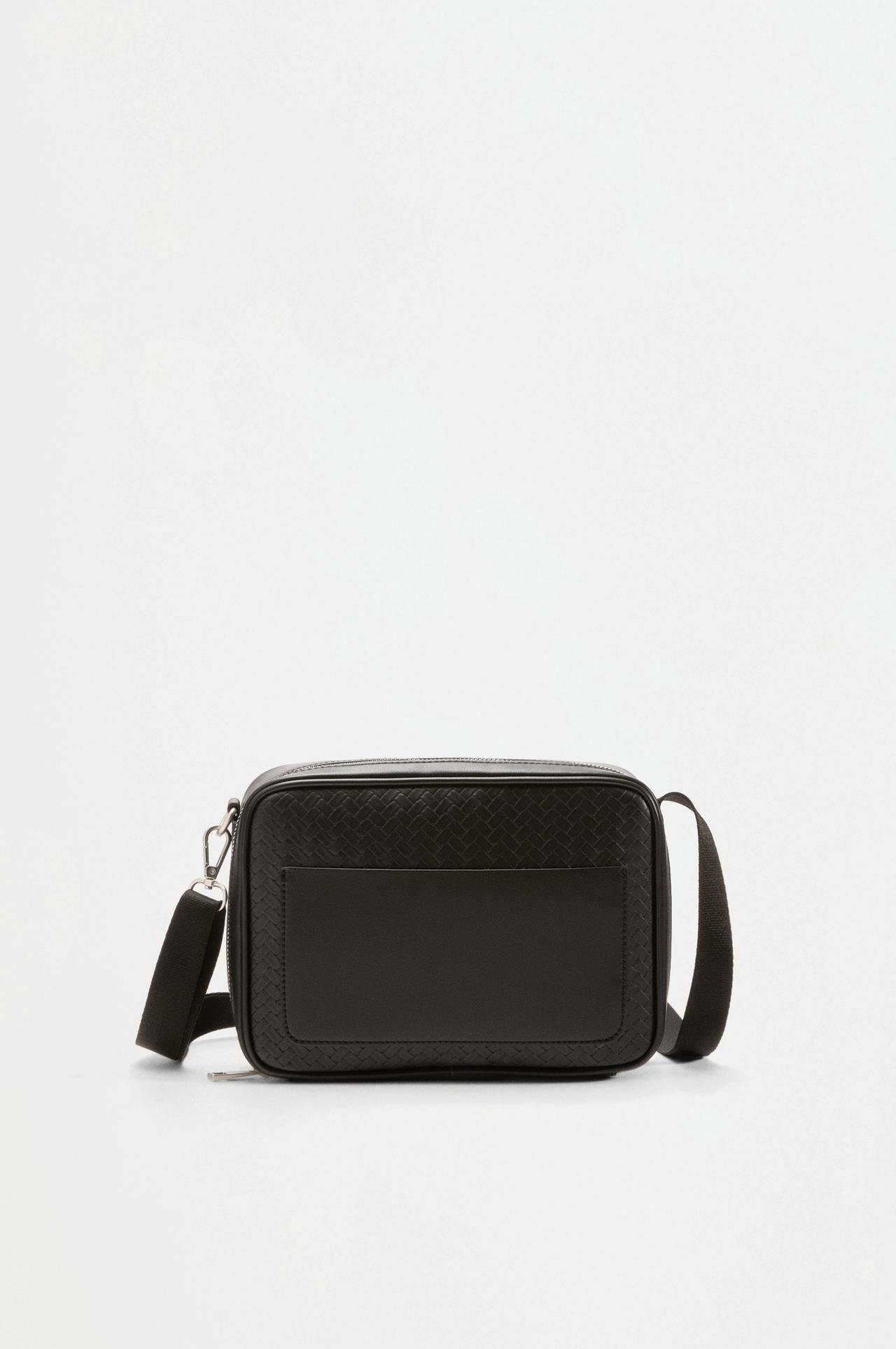 Braided effect crossbody bag — BLACK