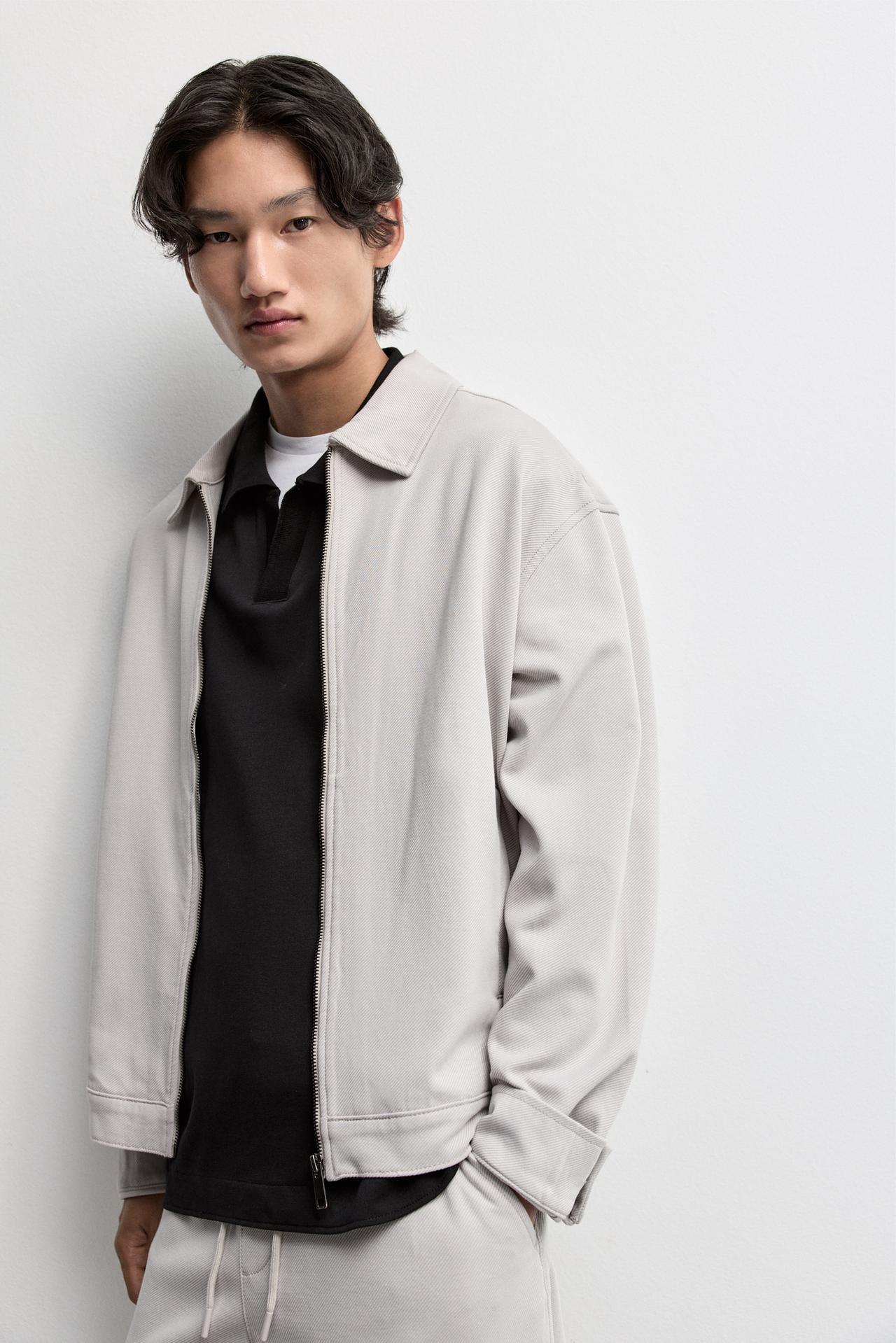 Zip-Up Overshirt — GREY