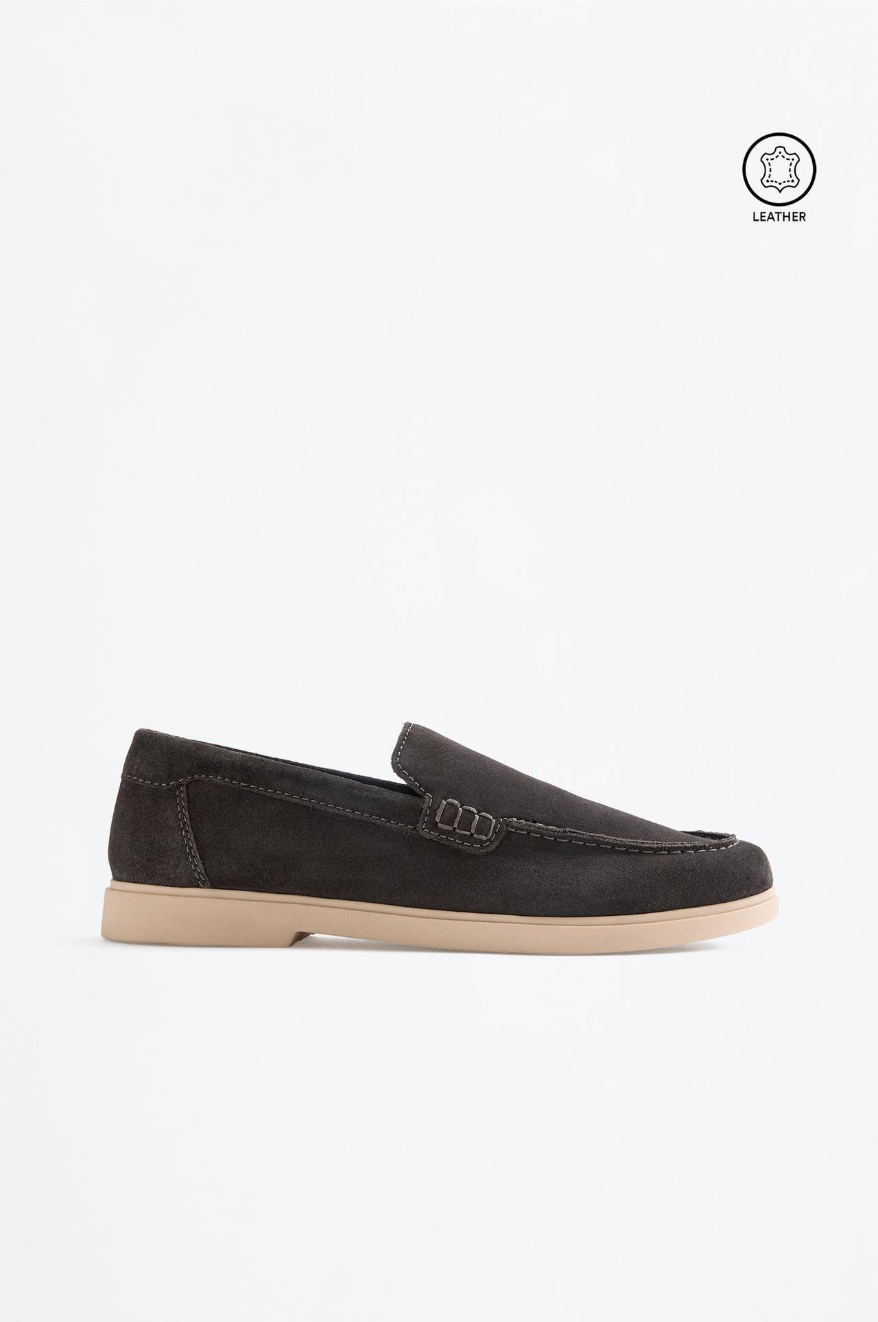 Casual leather loafers — GREY