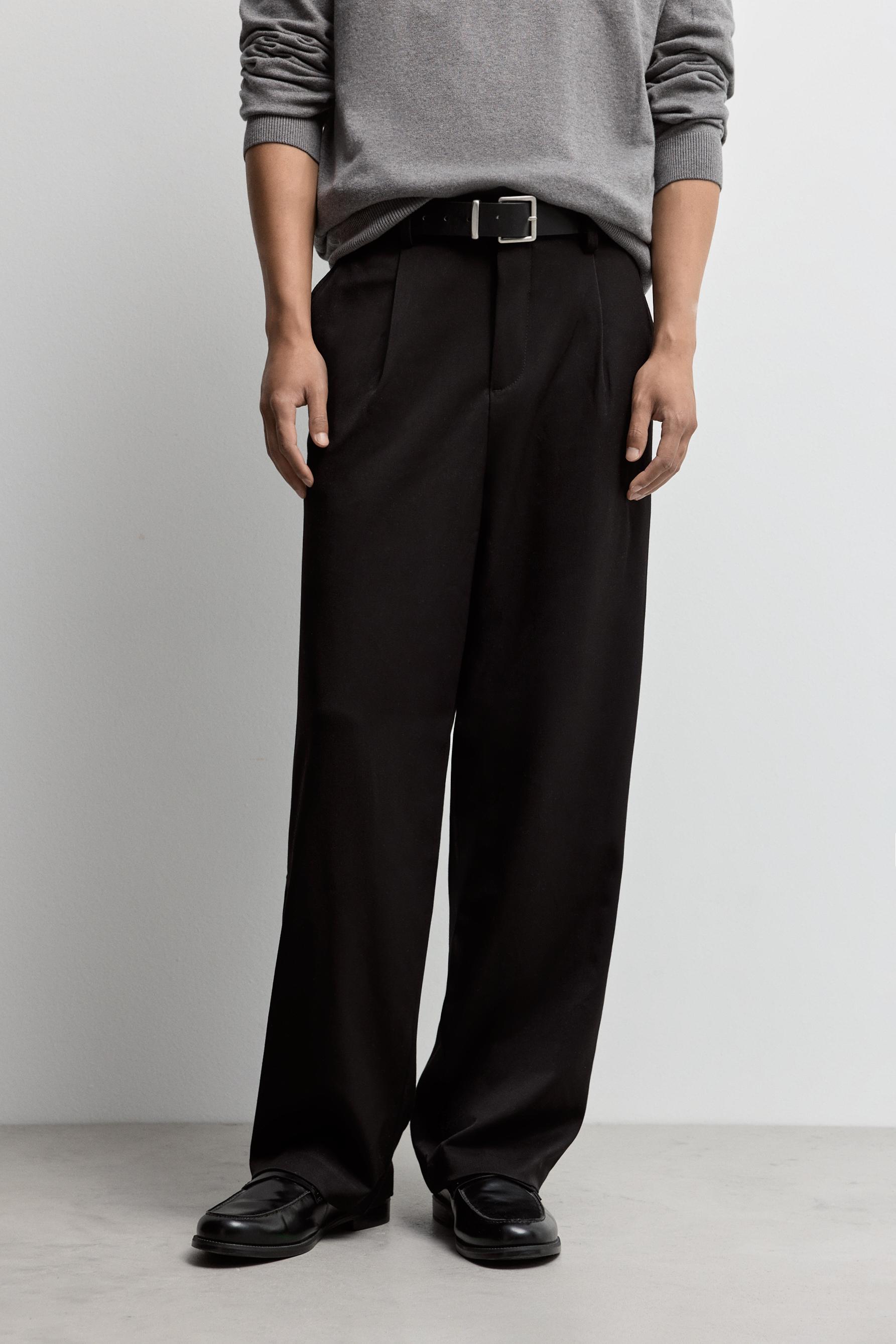 Wide-leg tailored trousers — BLACK