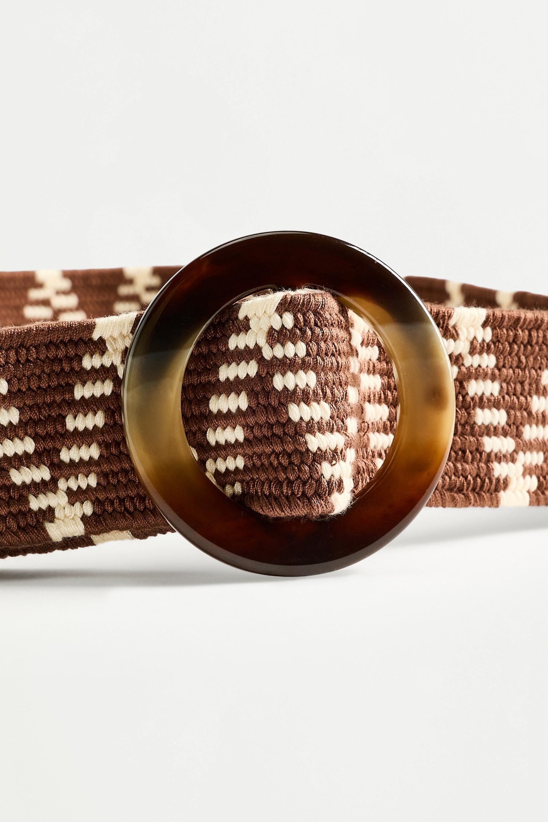 Wide belt with round buckle — DARK BROWN