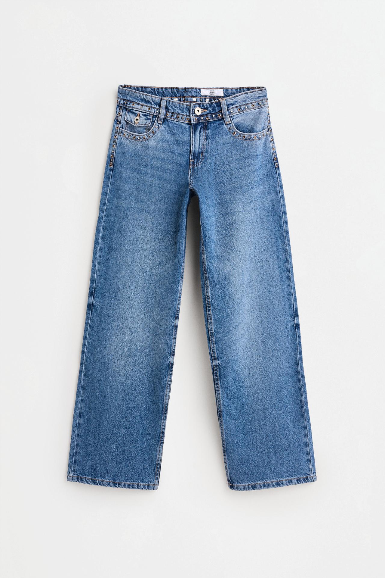 Straight-leg stud jeans — INDIGO