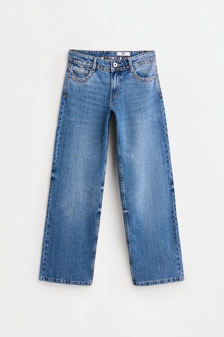 Straight-leg stud jeans — INDIGO