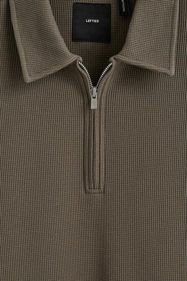Waffle texture polo shirt — MEDIUM KHAKI 7