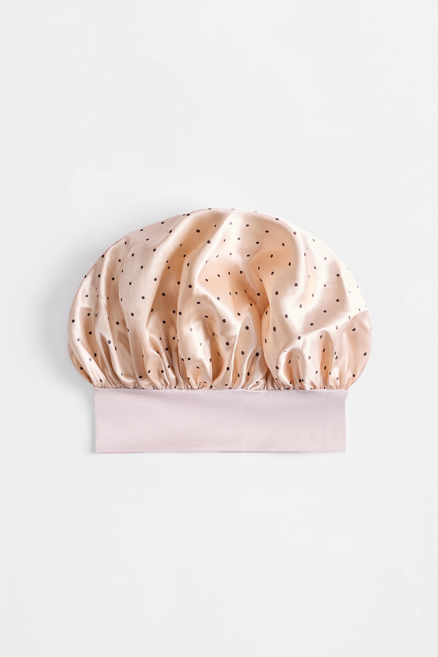 Satin polka dot bonnet — ECRU