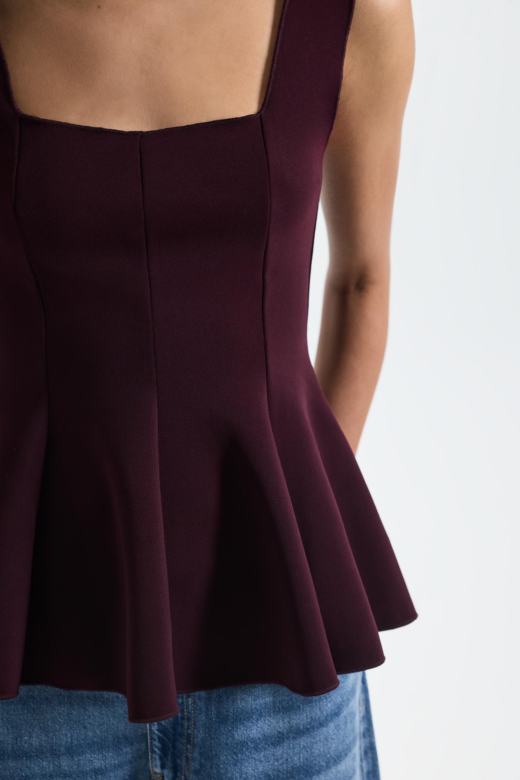 Peplum top — MAROON