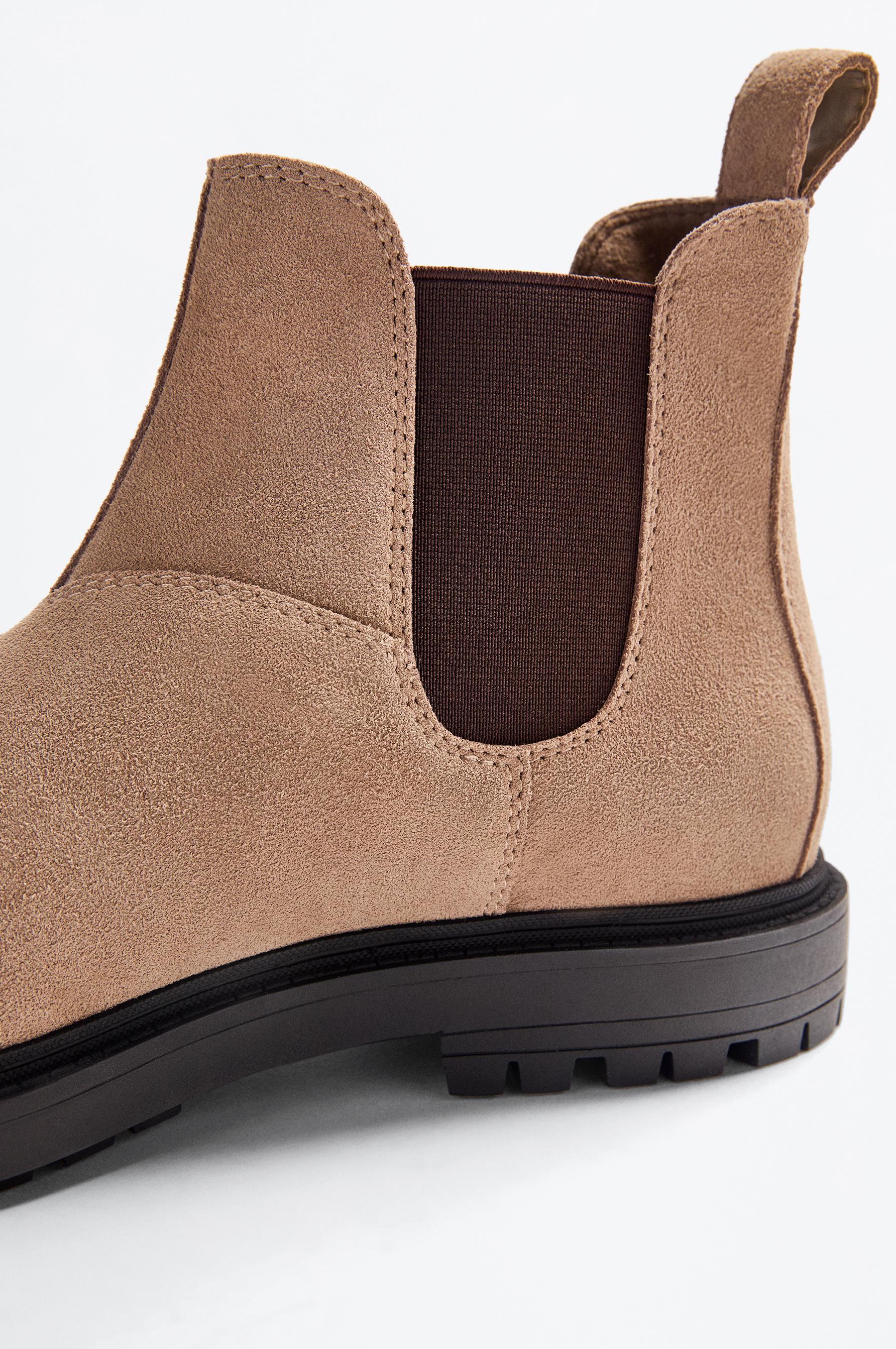 Leather Chelsea ankle boots — BEIGE
