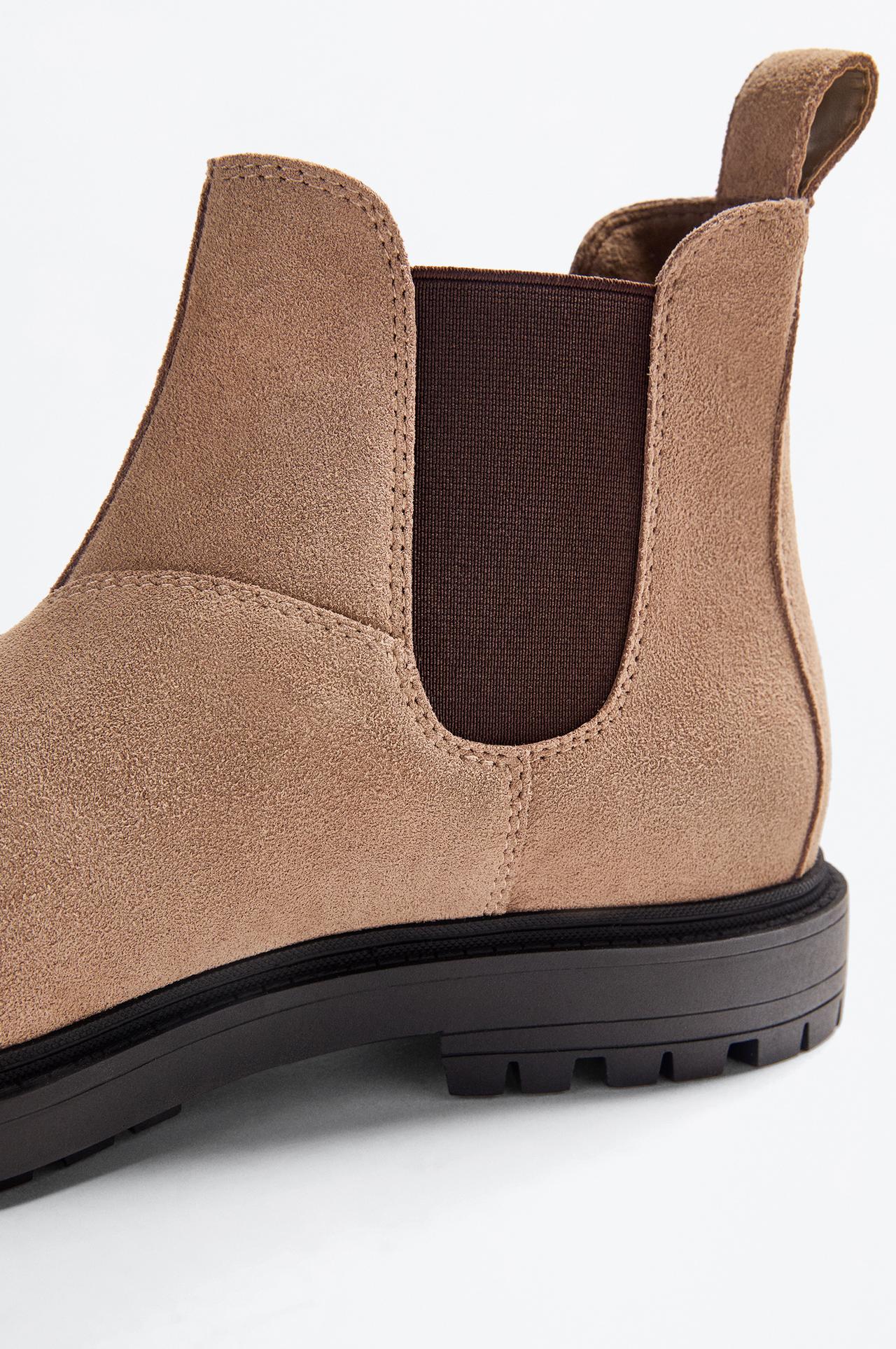Leather Chelsea ankle boots — BEIGE