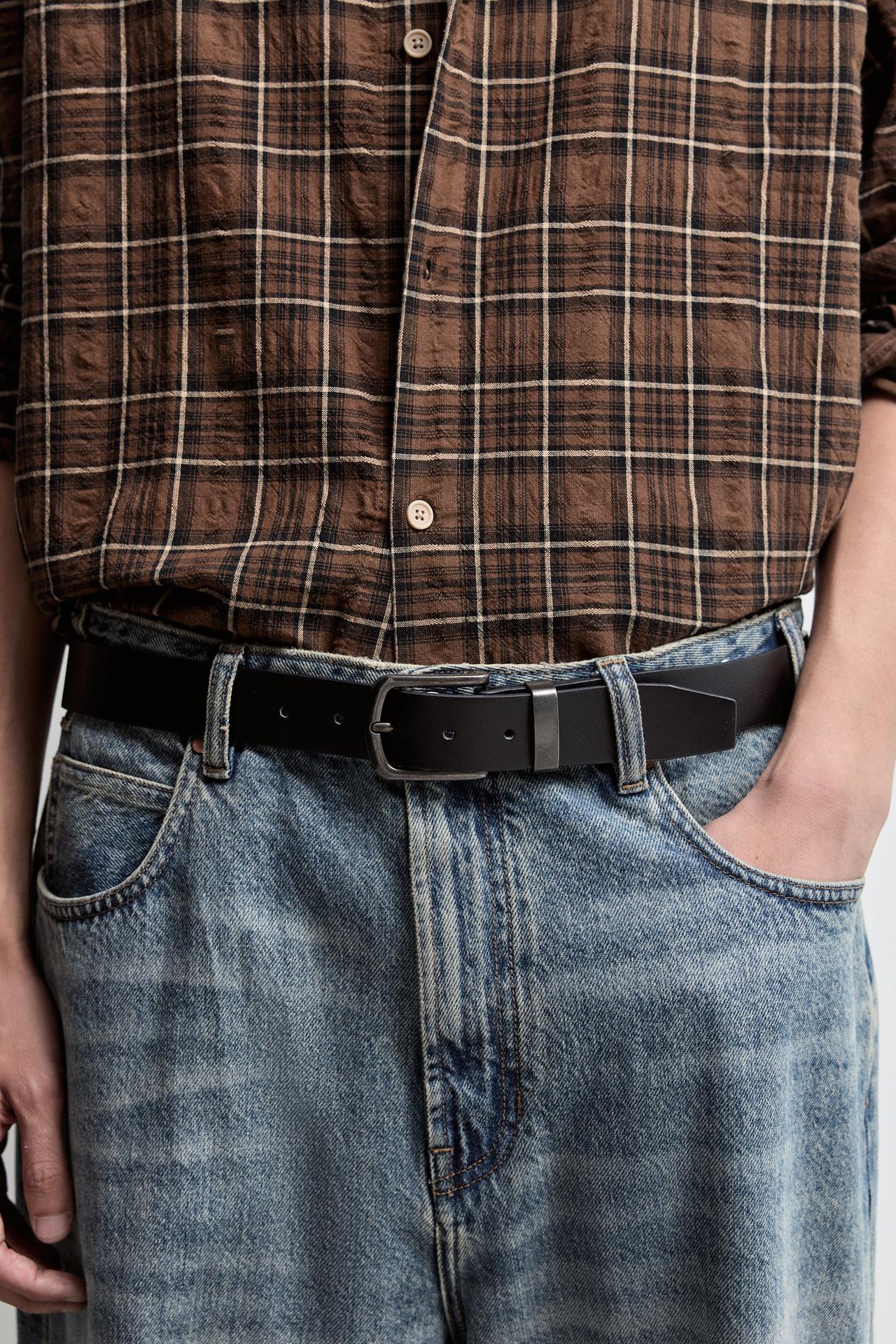 Leather-effect belt — BLACK