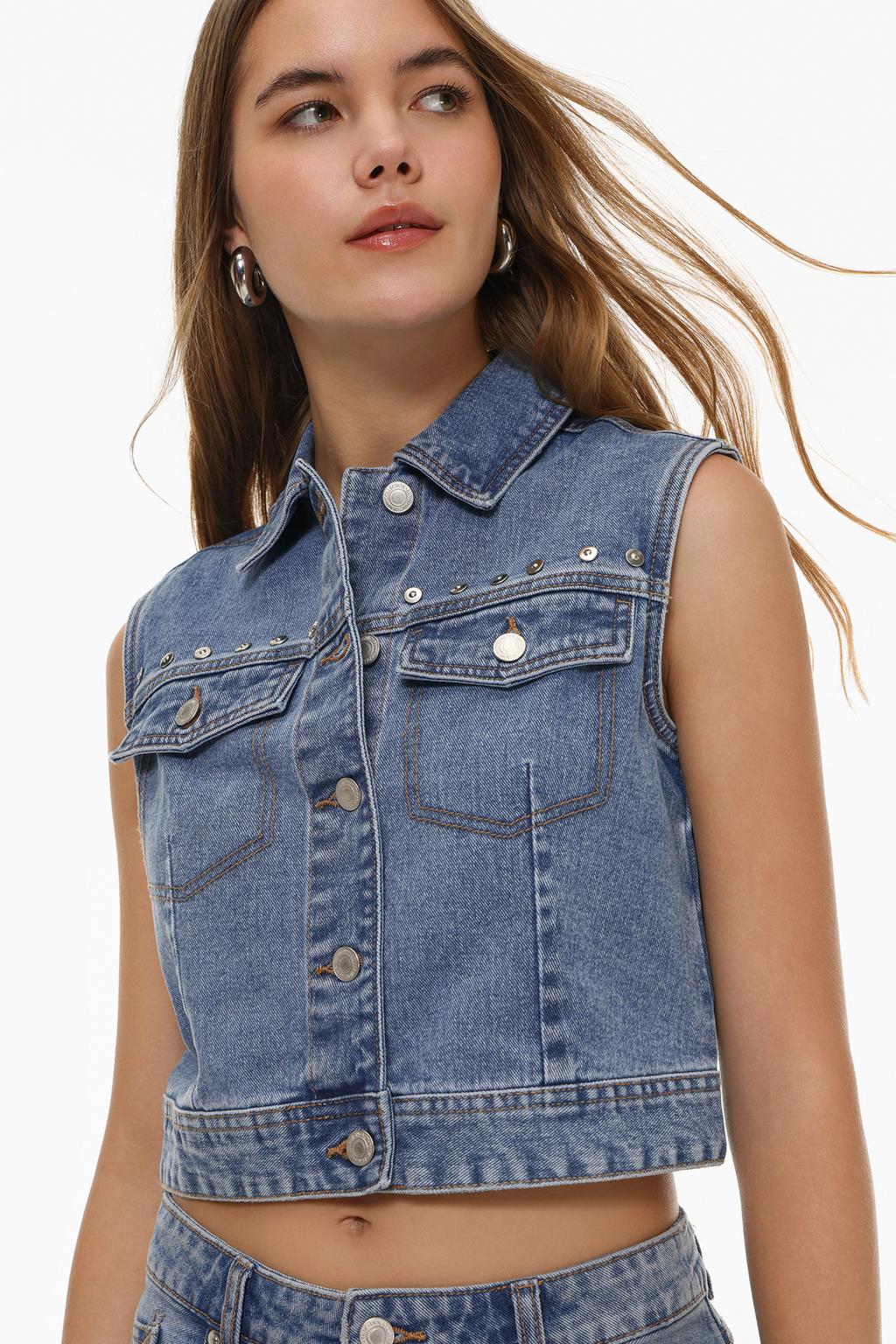 Studded denim waistcoat