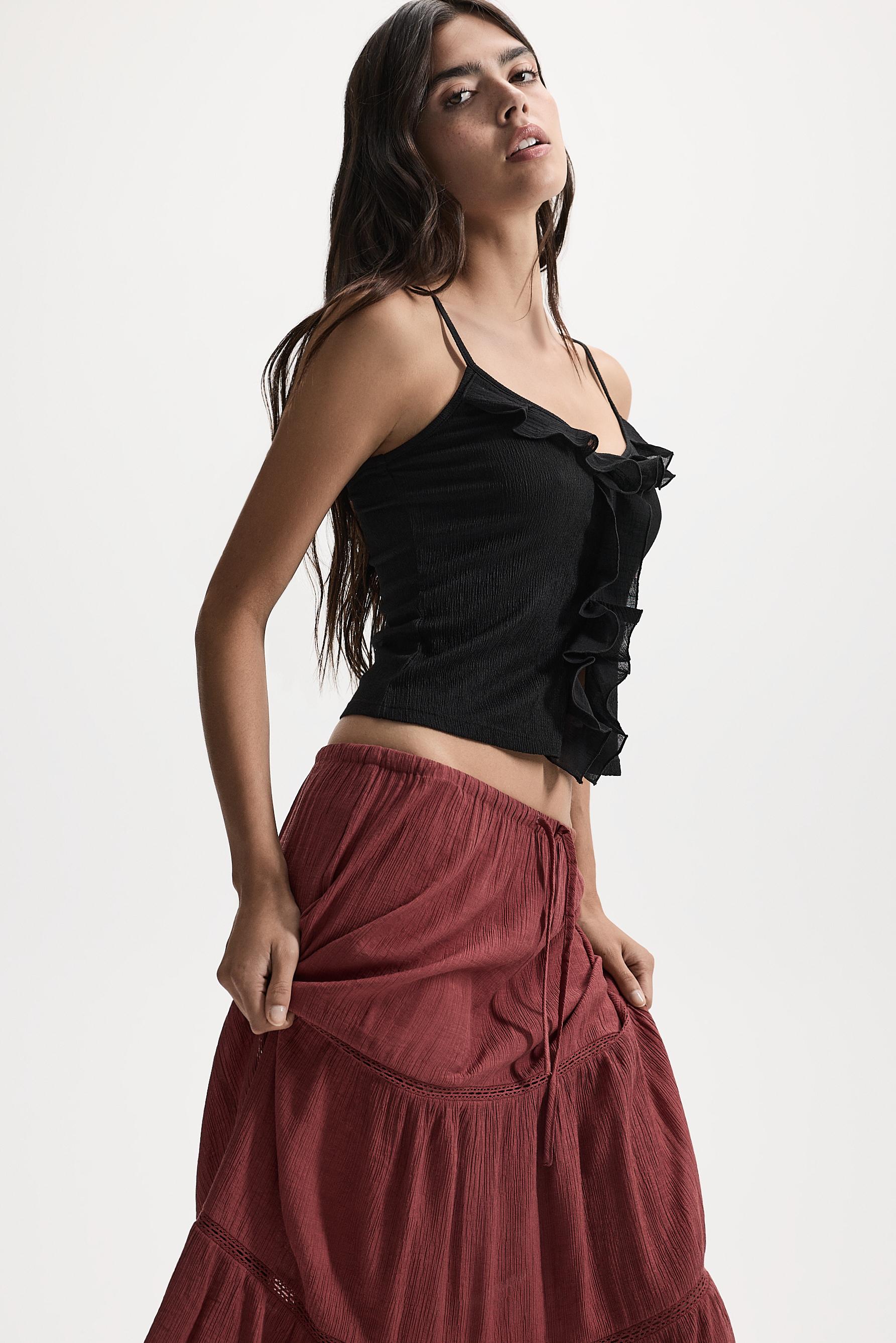 Ruffled top — BLACK