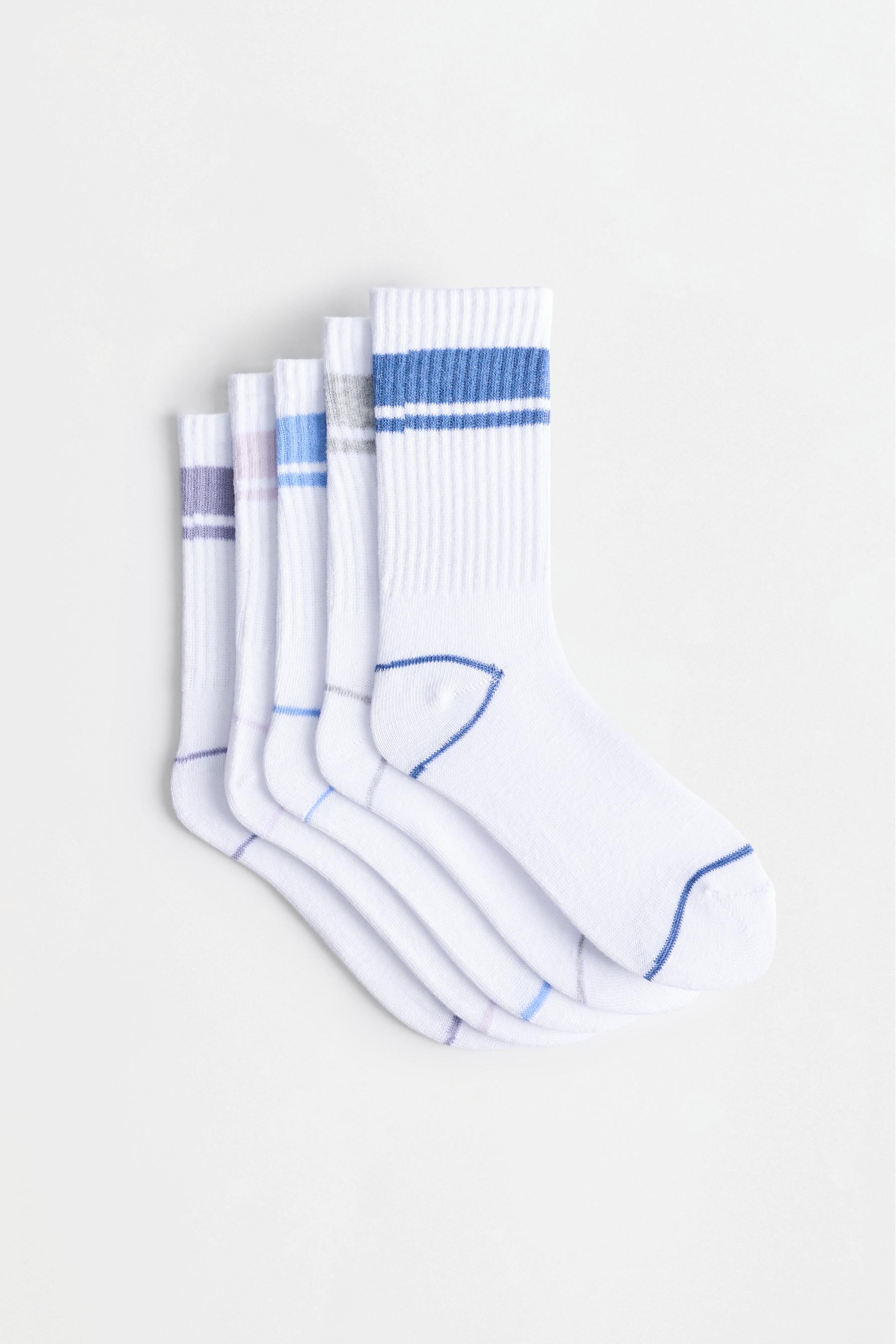 Striped sports socks (5-pack) — WHITE/NAVY