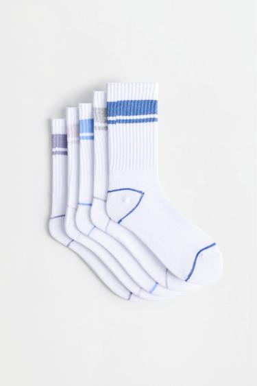 Striped sports socks (5-pack) — WHITE/NAVY 1