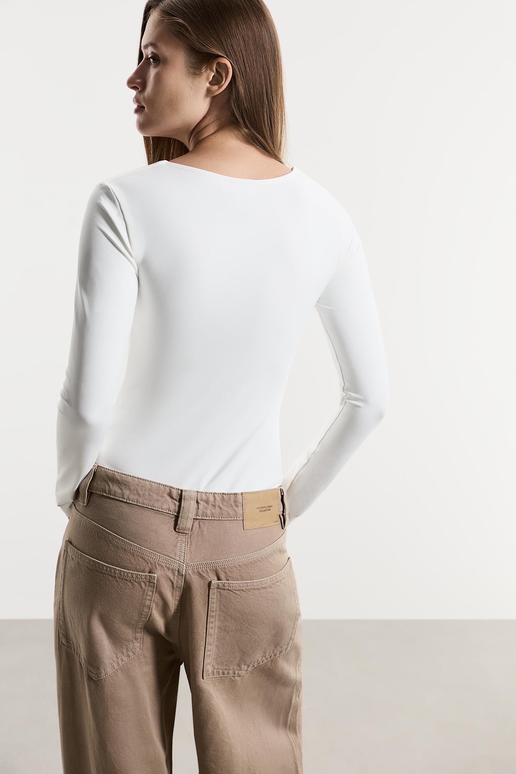 Polyamide square neckline bodysuit — WHITE