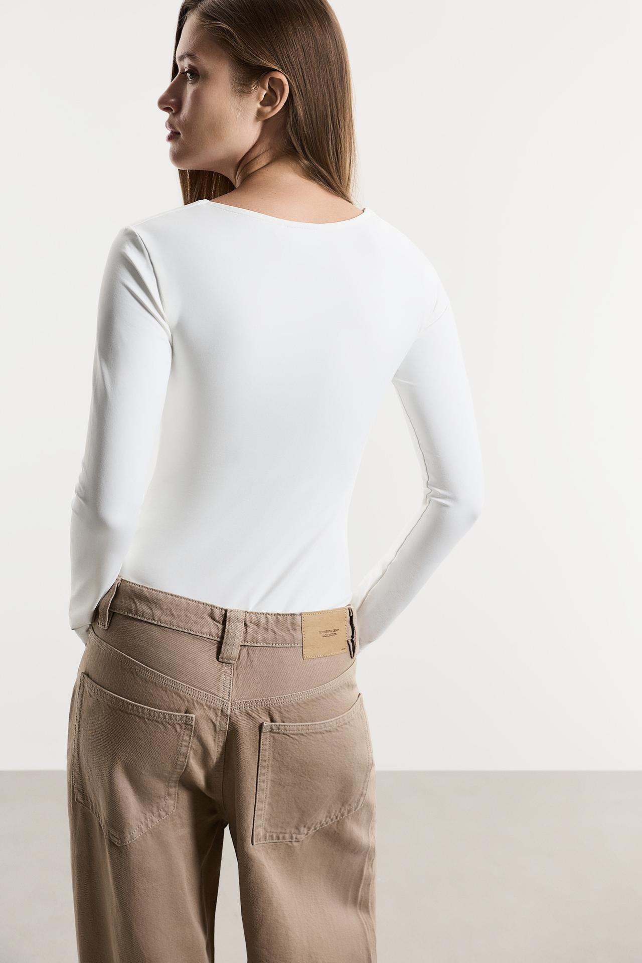 Polyamide square neckline bodysuit — WHITE