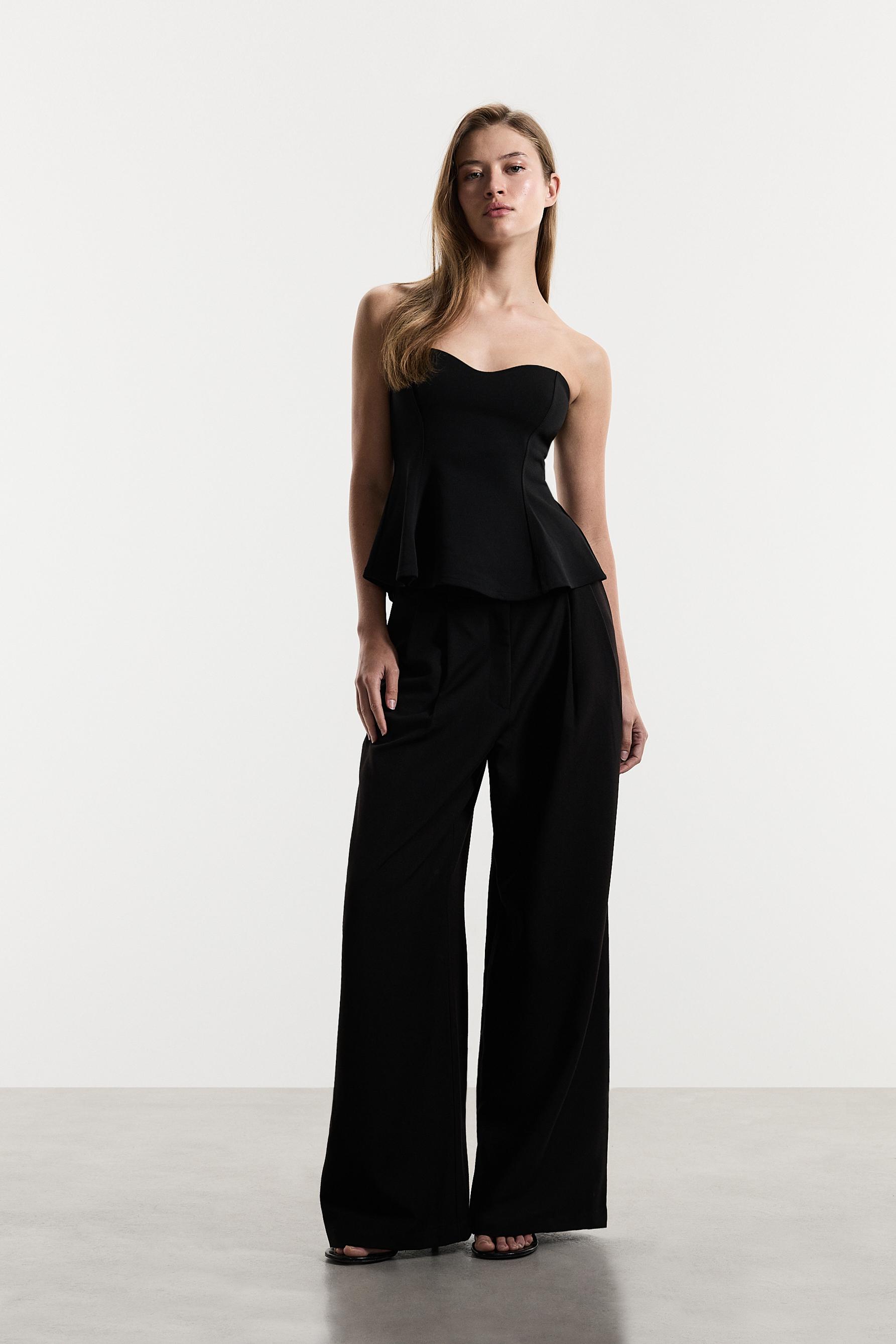 Peplum seam top — BLACK