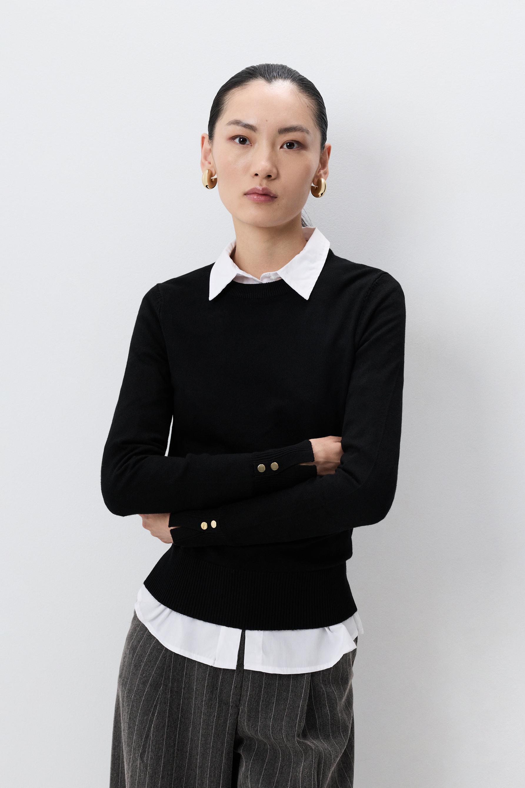 Jersey cuello redondo botones