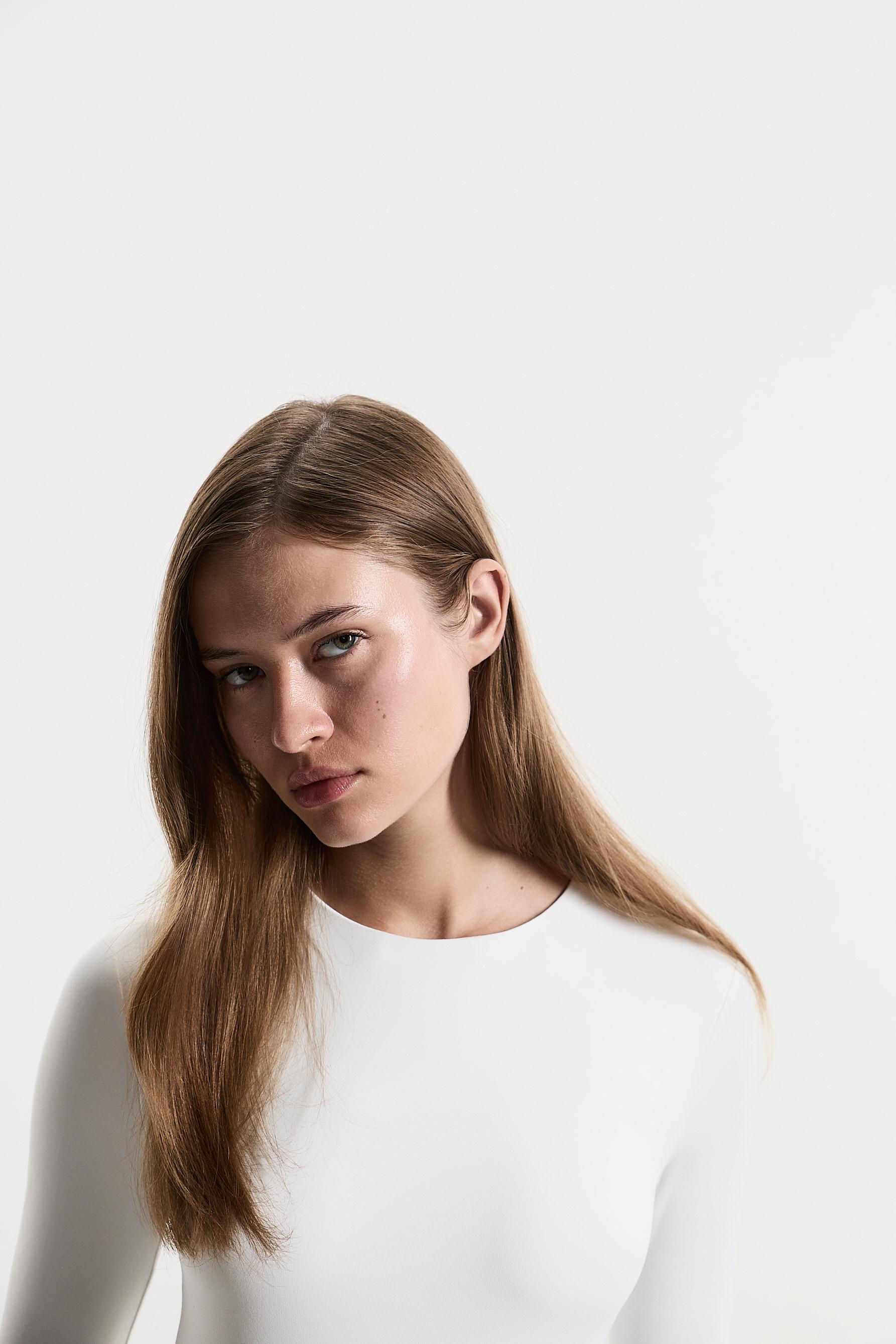 Long sleeve polyamide bodysuit — WHITE