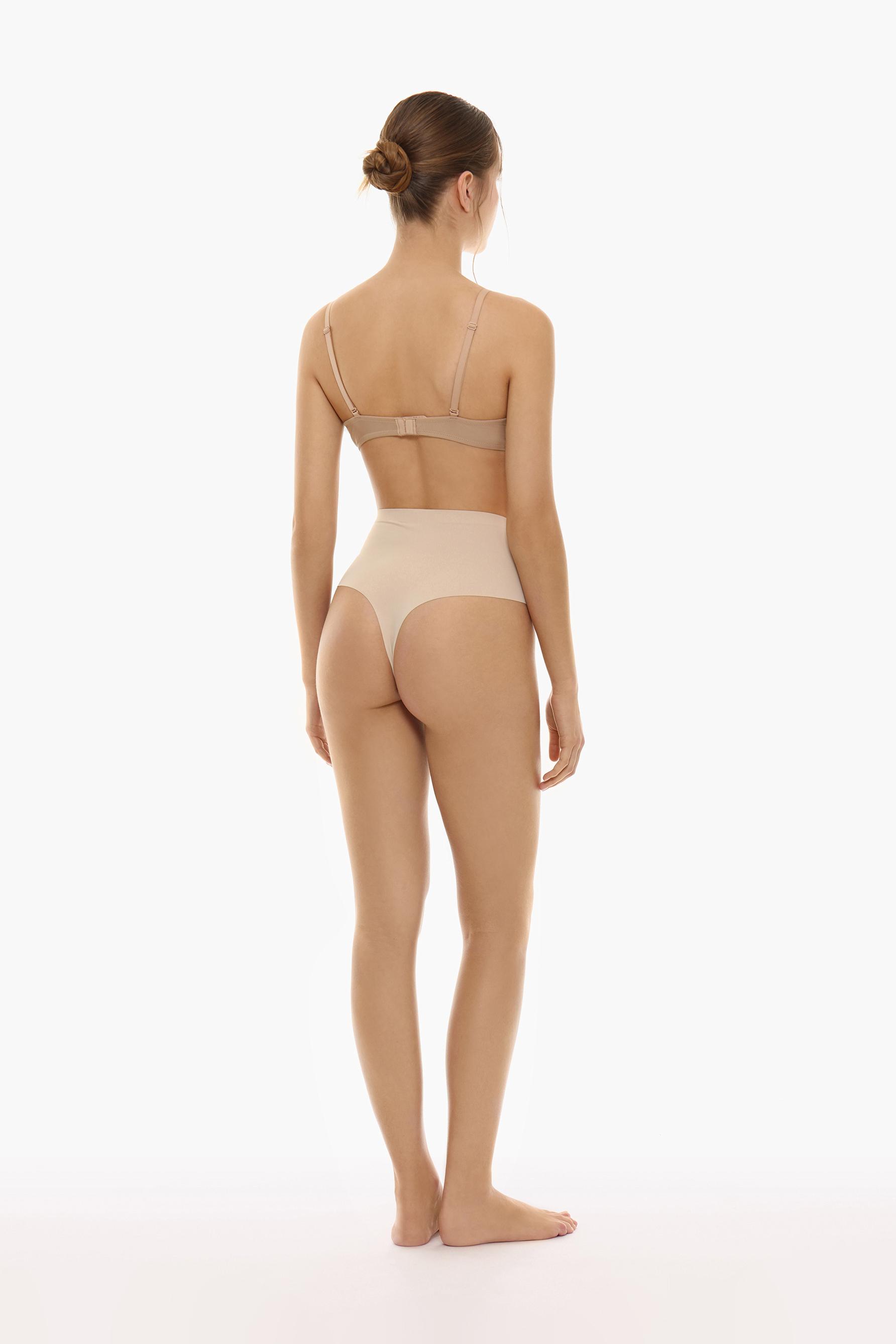 Microfibre shapewear thong — ECRU