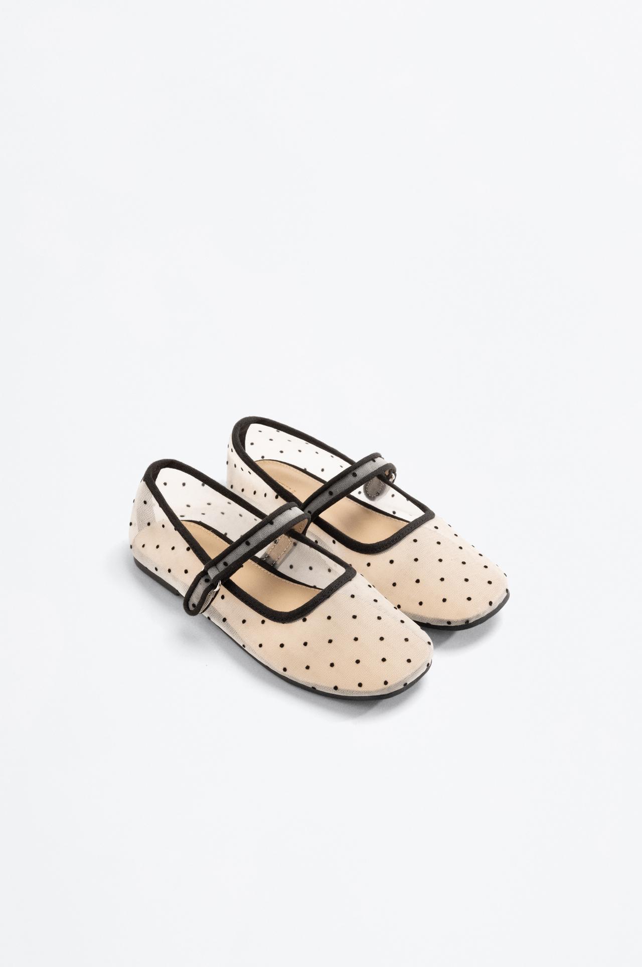 POLKA DOT BALLET FLATS — WHITE