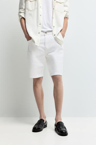 Slim denim Bermuda shorts — WHITE 2