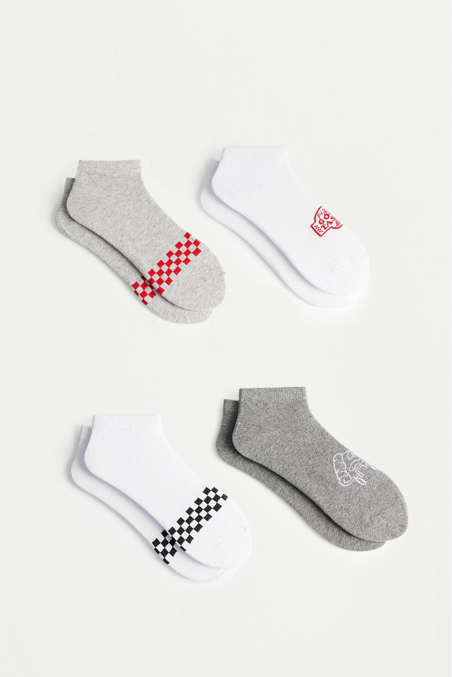 4-pack of printed ankle socks — WHITE