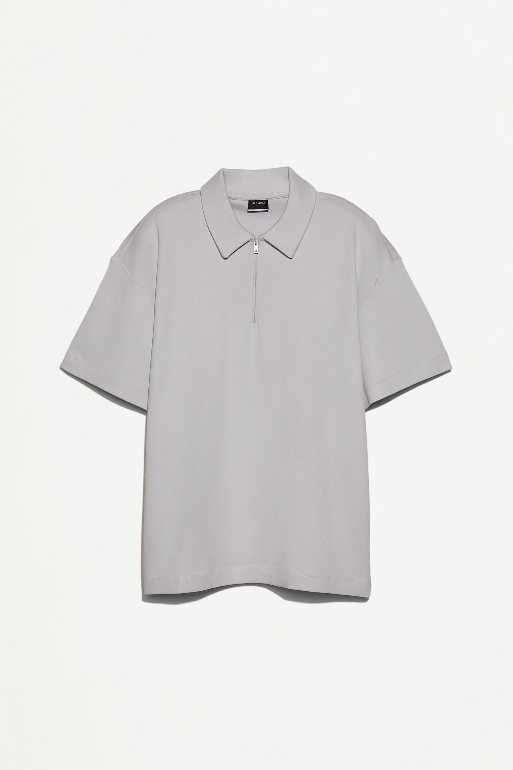Interlock zip-up polo shirt — PALE BLUE