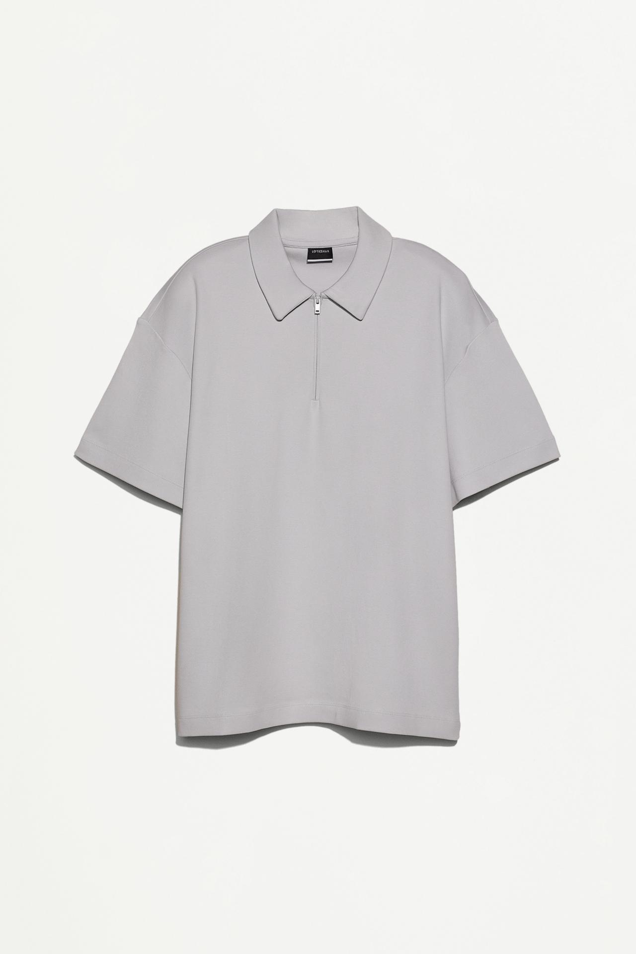 Interlock zip-up polo shirt — PALE BLUE