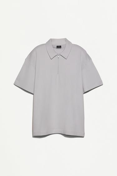 Interlock zip-up polo shirt — PALE BLUE 6