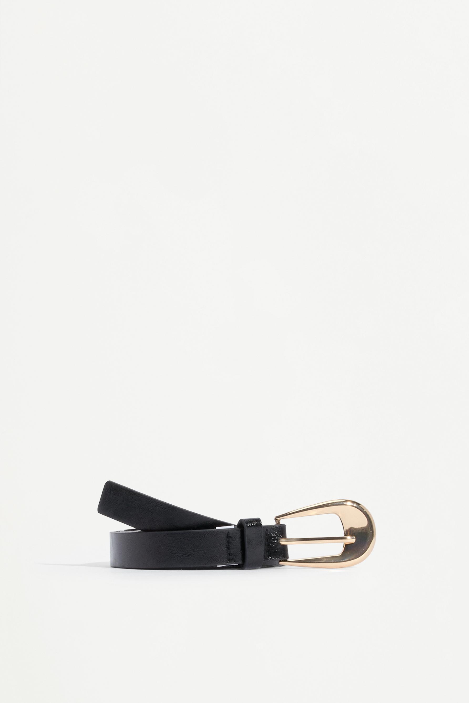 Thin oval buckle belt — BLACK