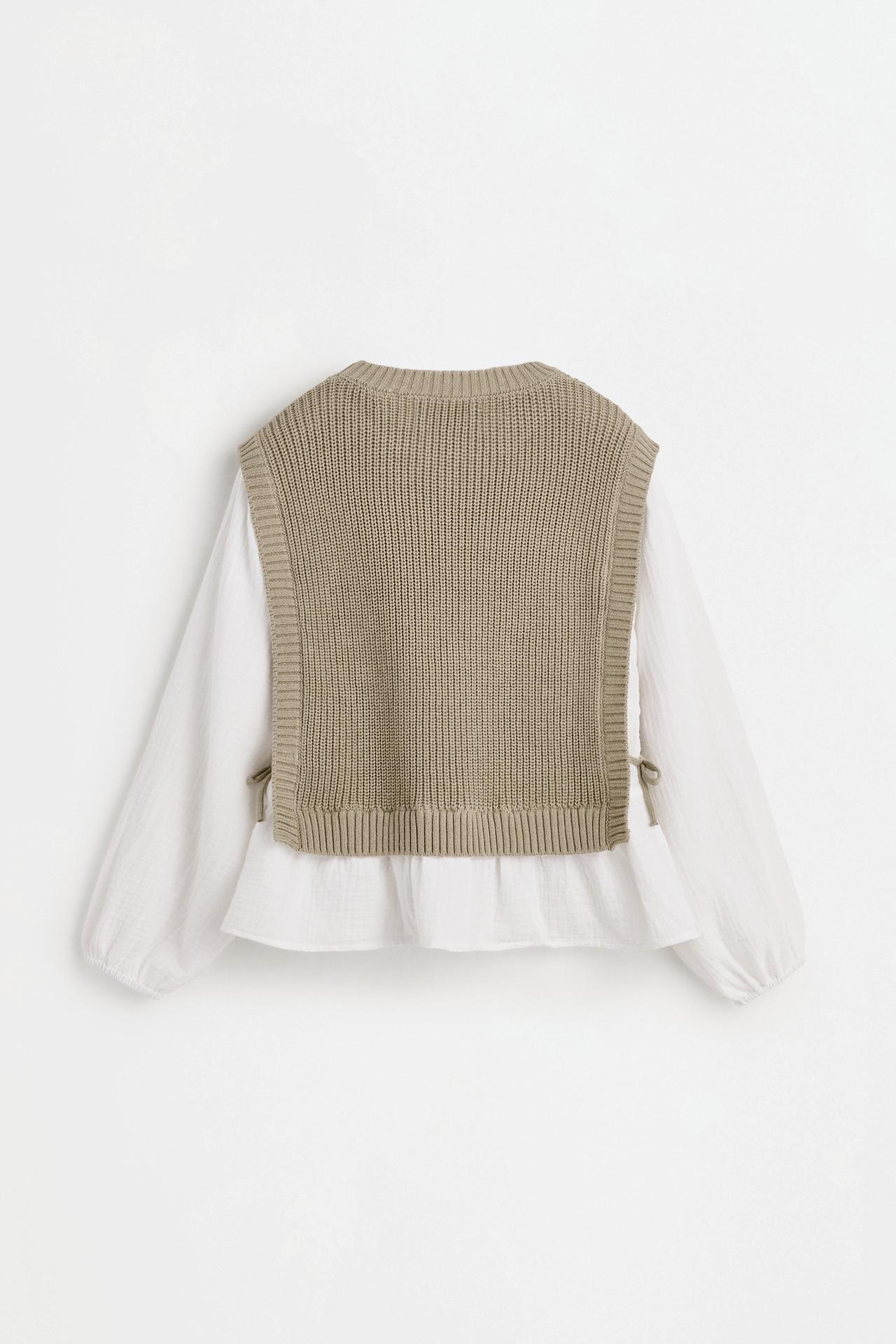 Knit Vest and Blouse Co-ord — PALE KHAKI