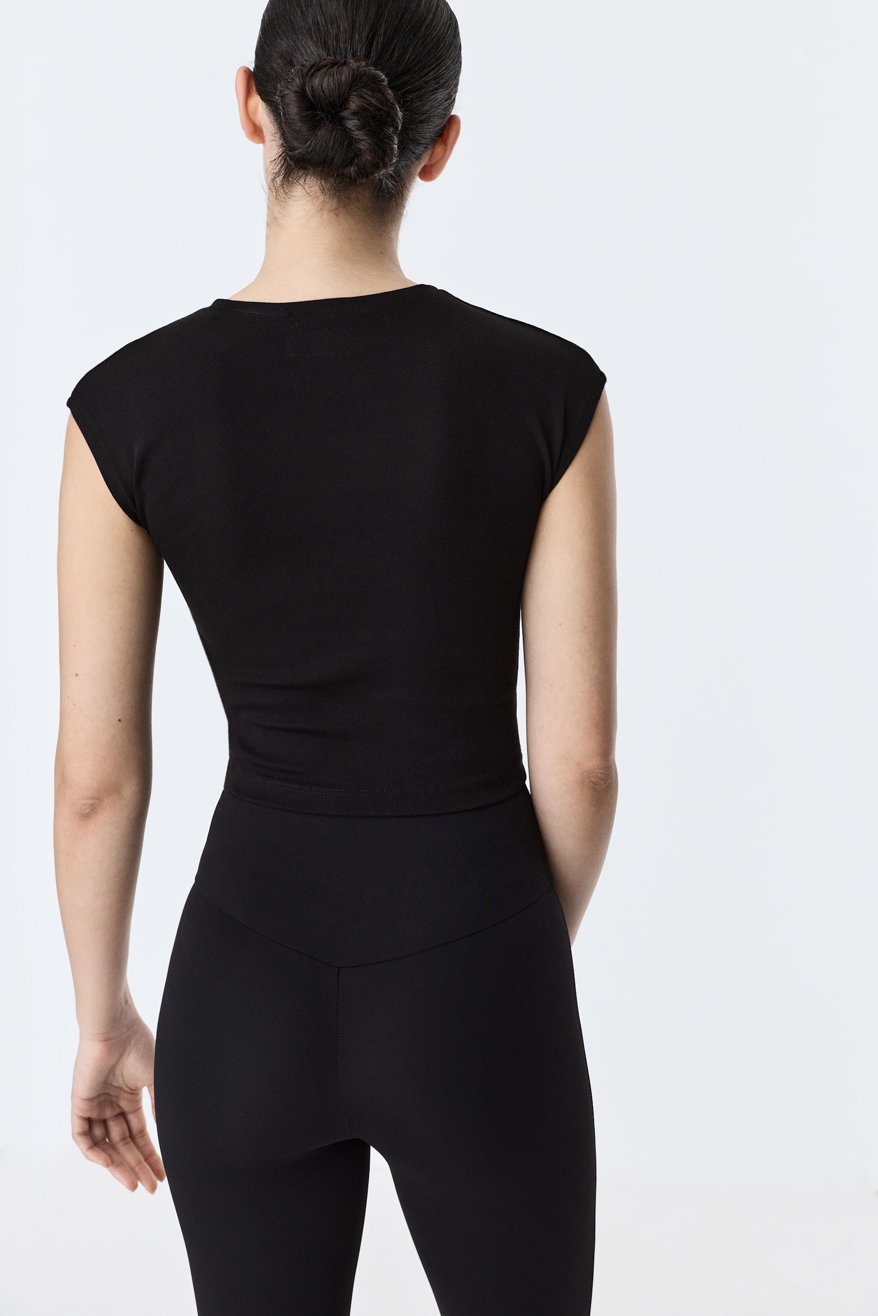 Cropped T-shirt — BLACK