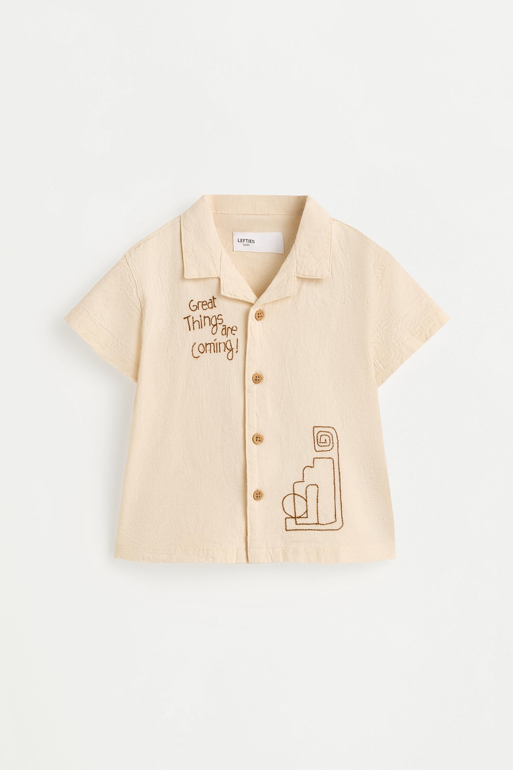 Rustic embroidered shirt — ECRU