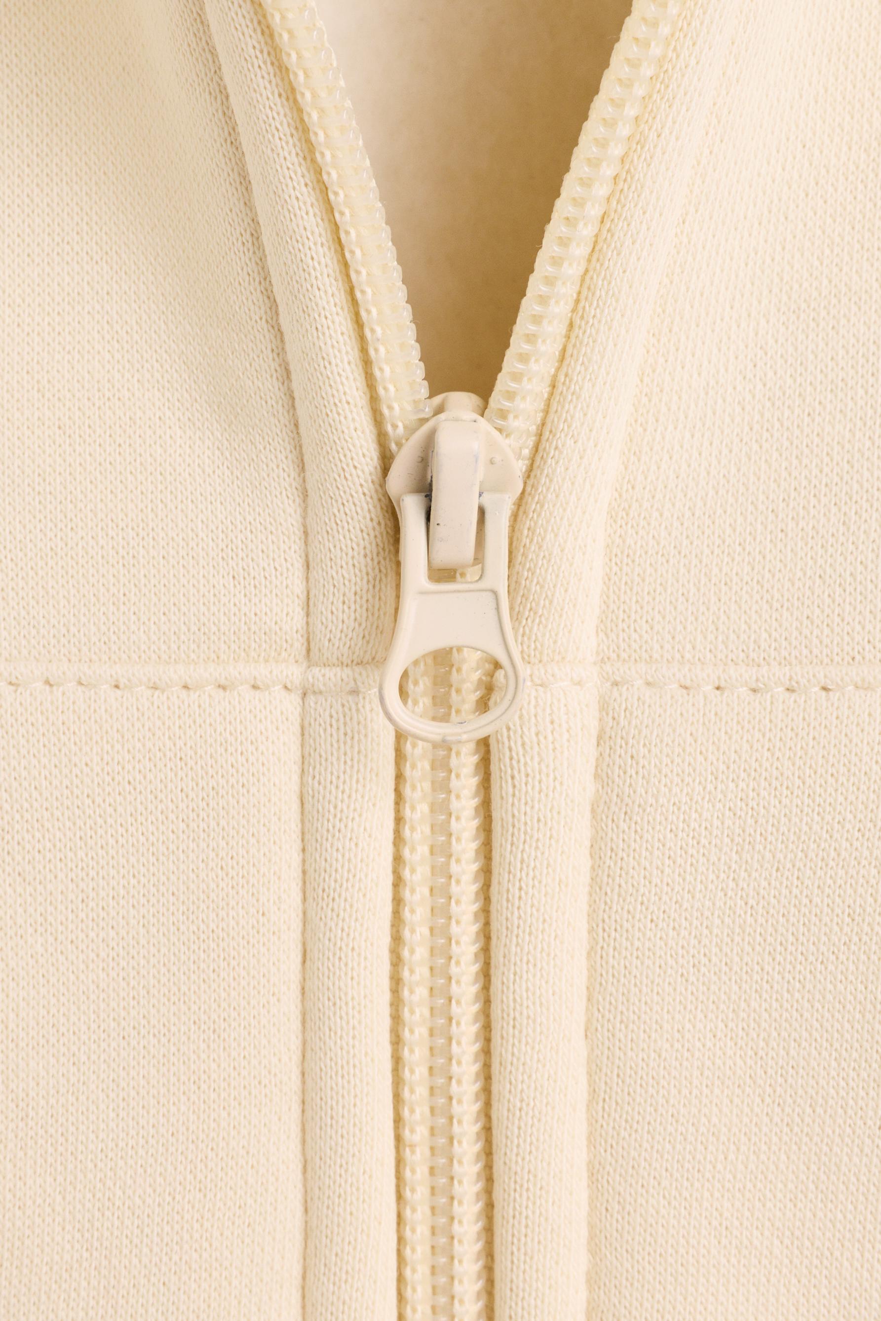 Zip-up sweatshirt with raised lettering — ECRU
