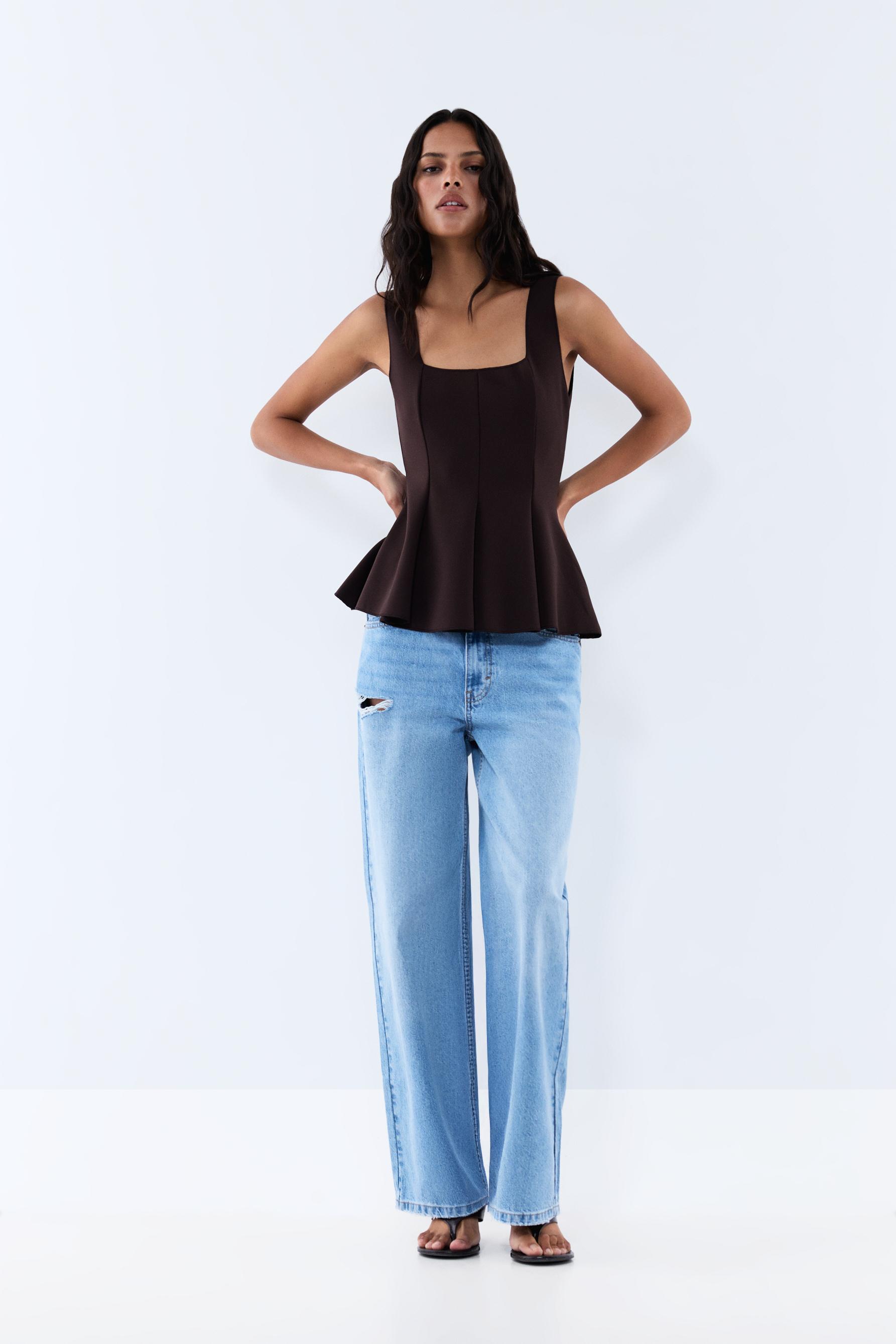 Peplum top — BROWN