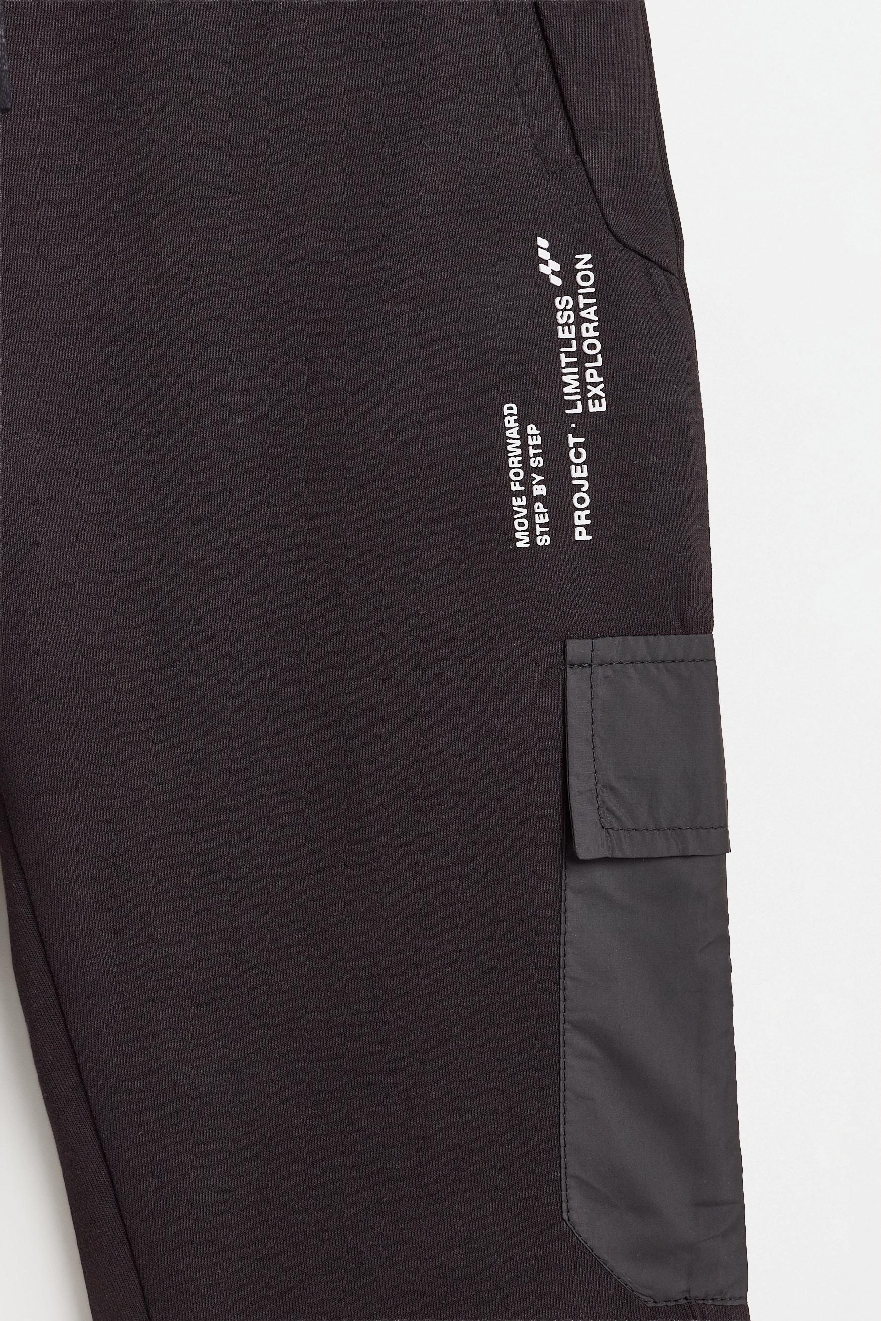 Interlock plush cargo trousers — BLACK