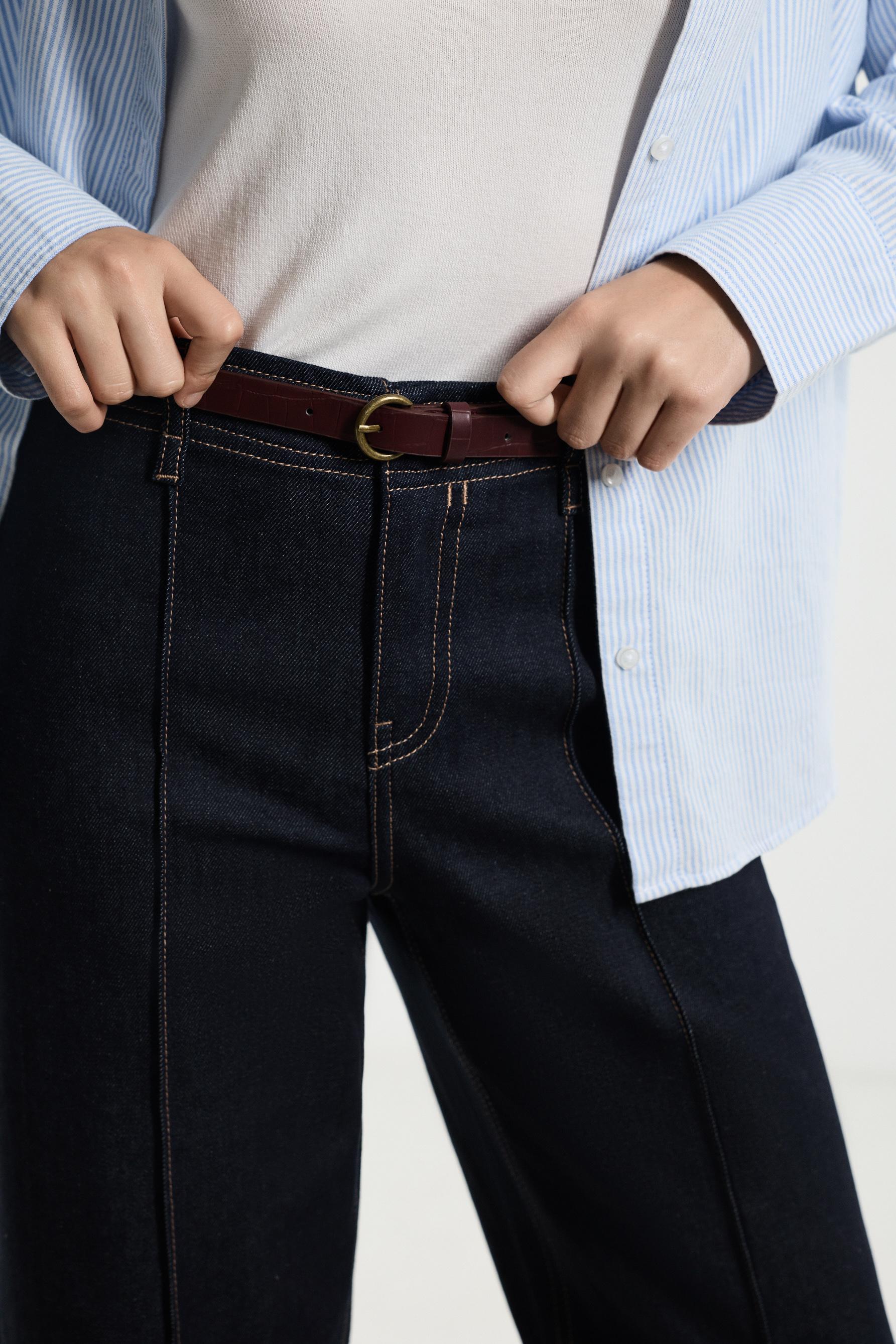 Straight leg seam detail jeans — NAVY