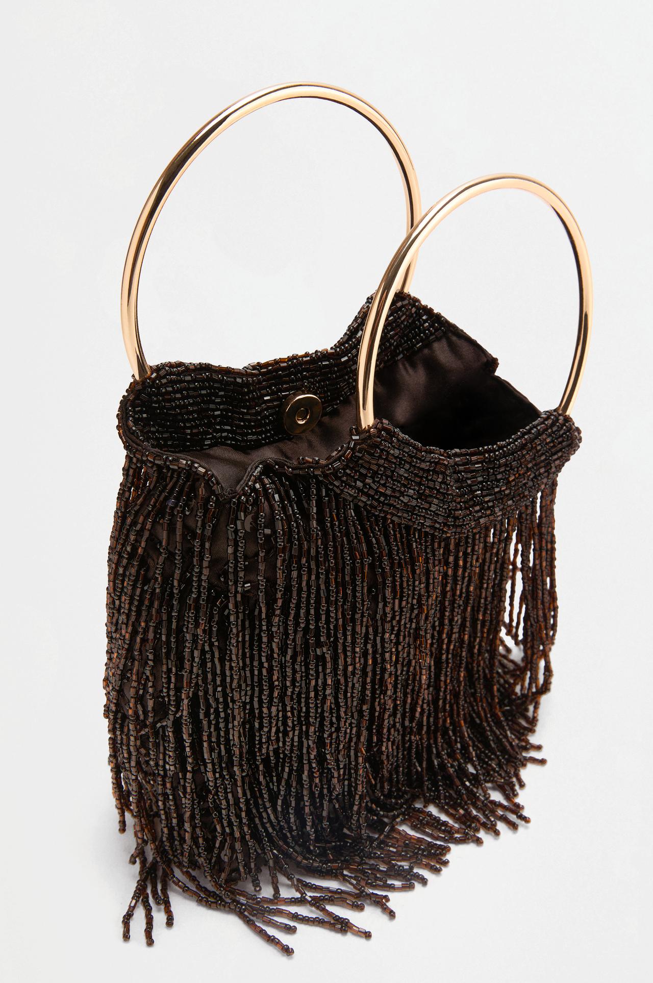 Beaded crossbody bag — BROWN