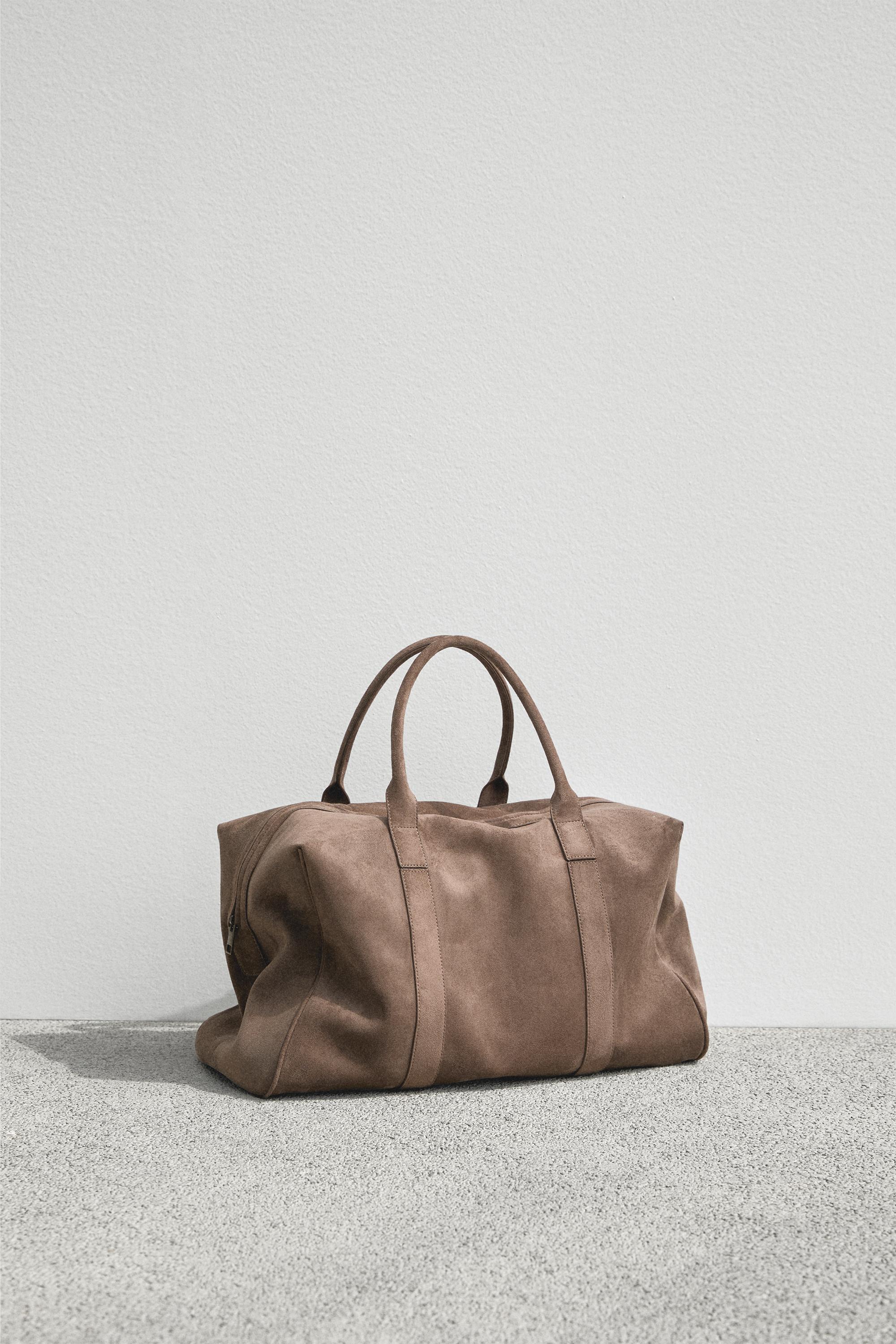 Split Suede Effect Bowling Bag EDITION — KHAKI