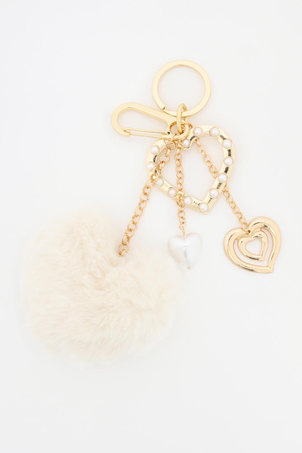 Beaded pompom key ring