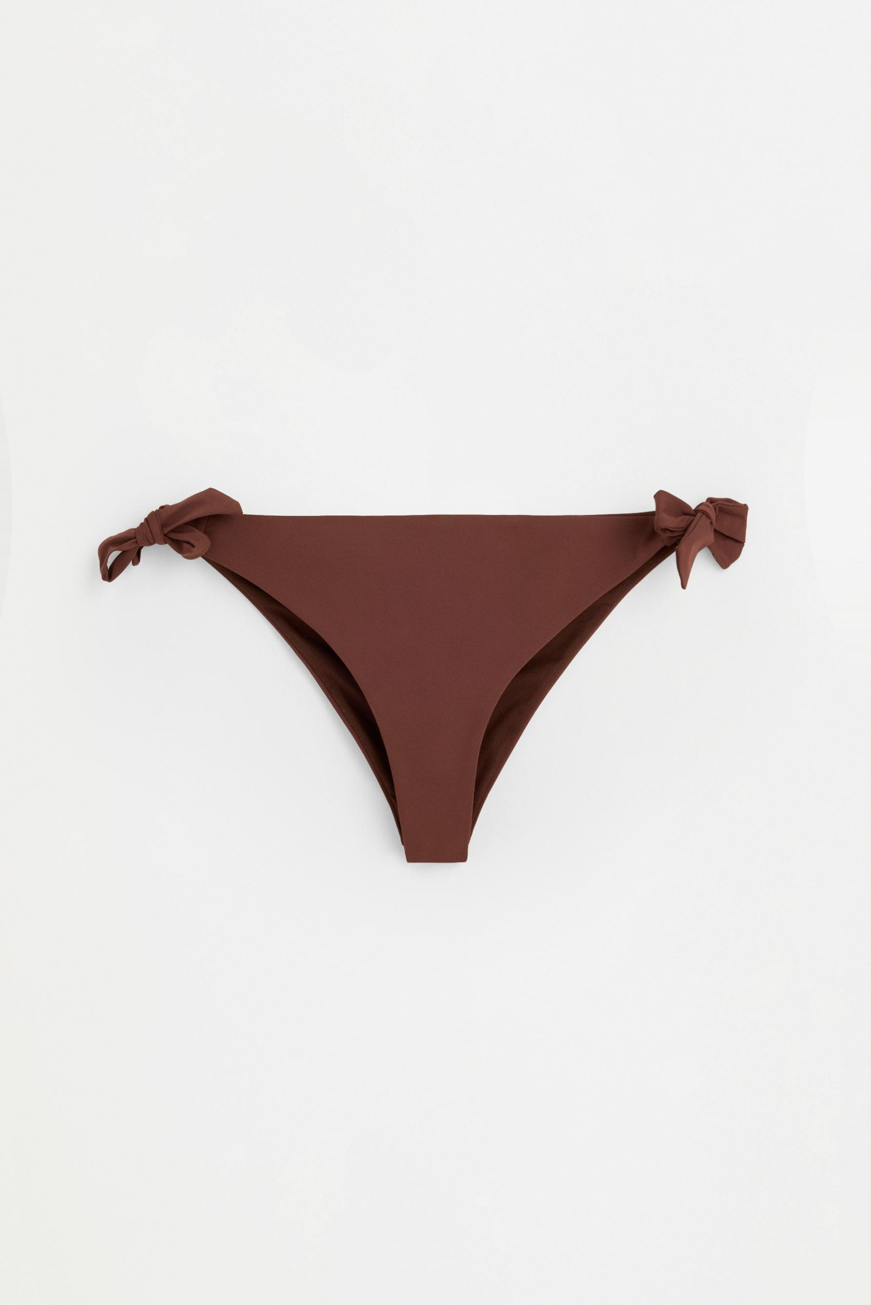 Tie-side bikini bottom — PALE BROWN