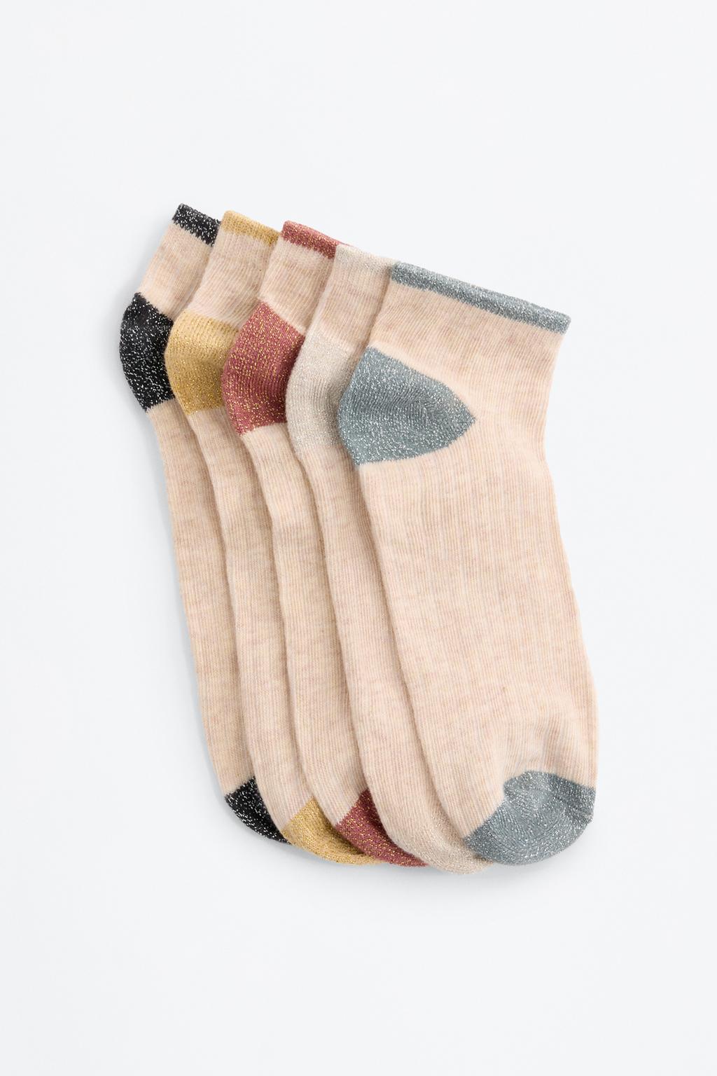 5-pack of ankle socks with metallic details