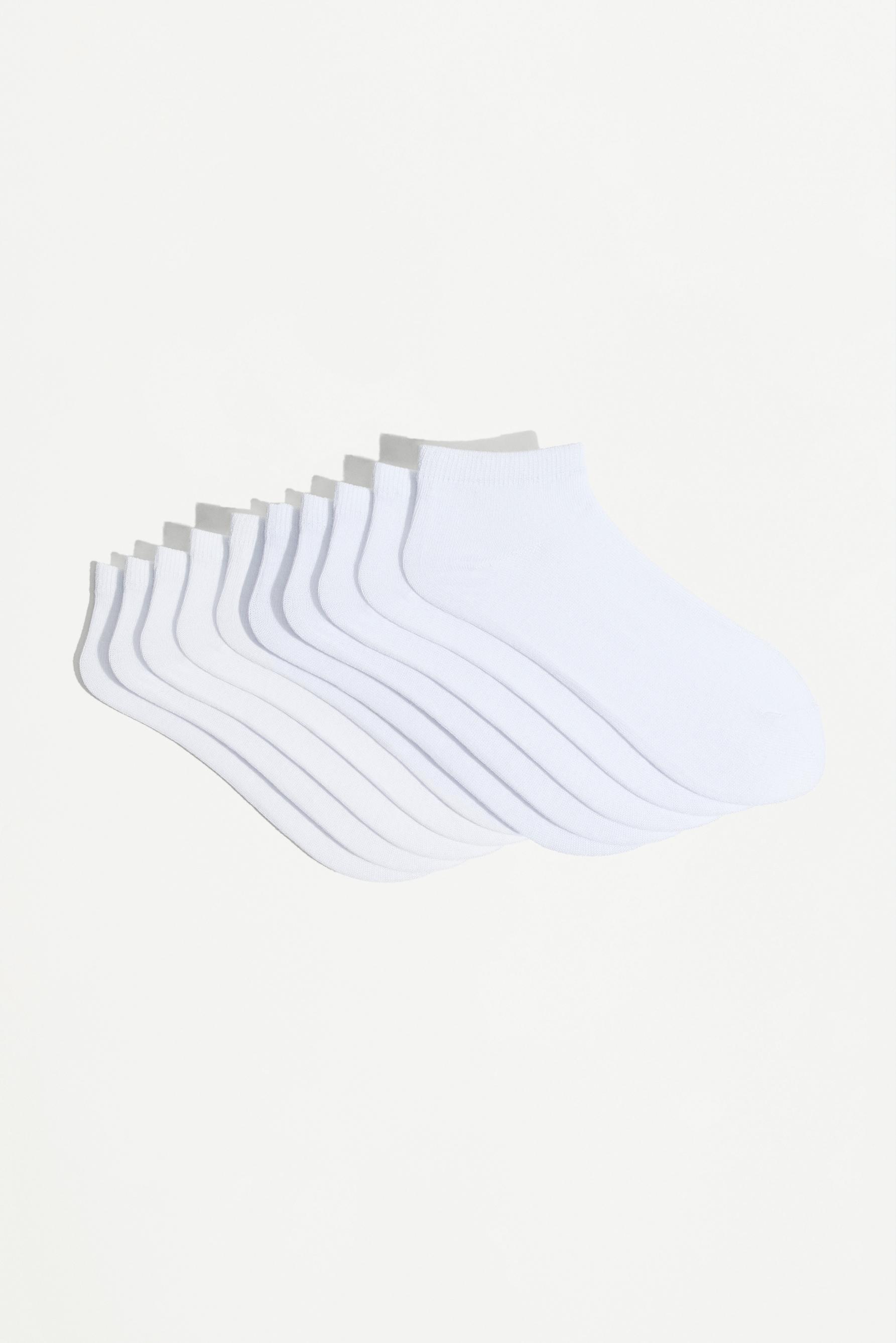 Plain ankle socks (Pack 10) — WHITE